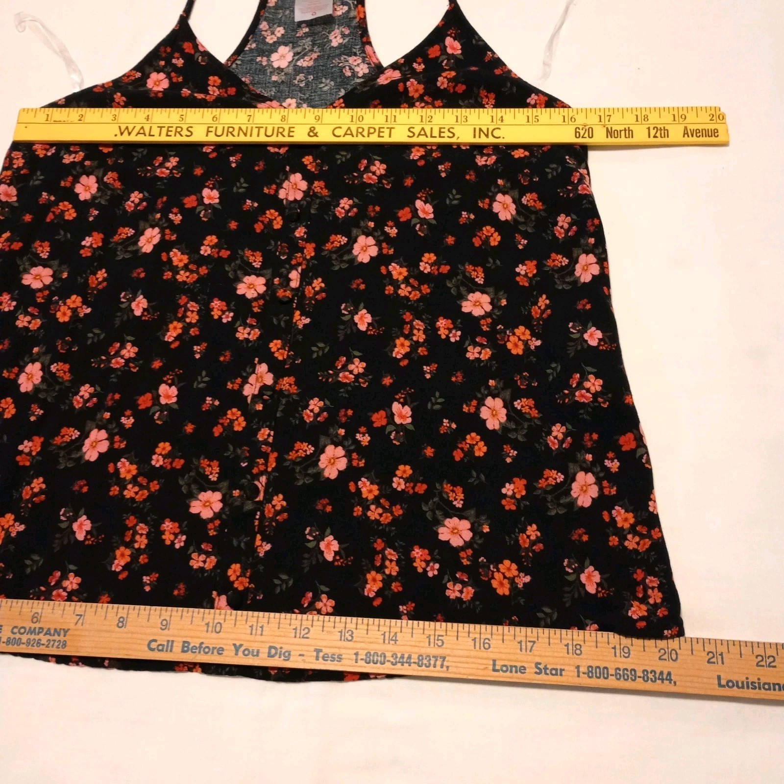 No Boundaries Juniors Size M 7-9 Rayon Tank Top Black Pink Floral Racer Back LNC
