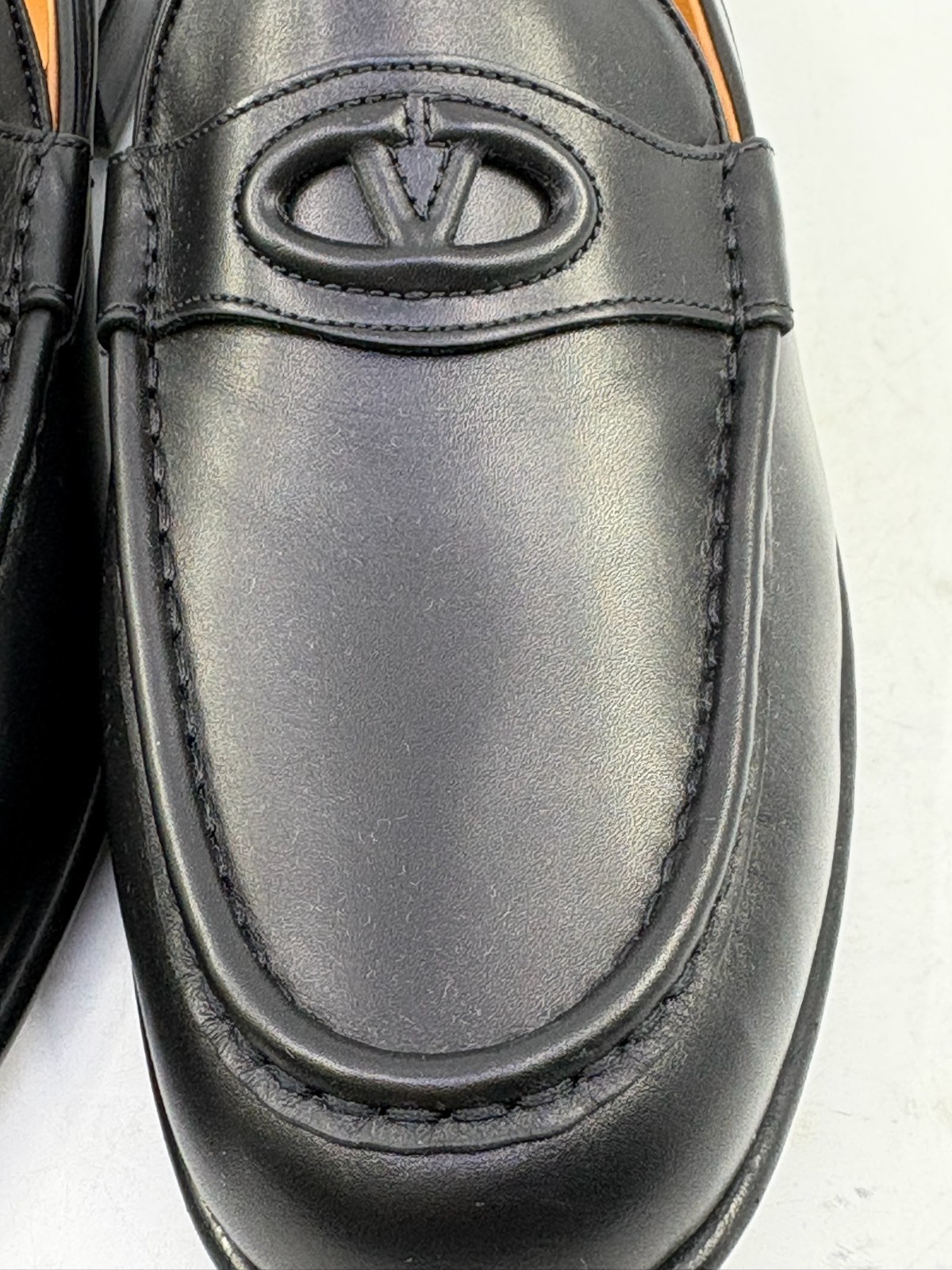 NIB Valentino Garavani Vlogo Penny Loafer Shoes Leather Black Mens EU 42/ US 9
