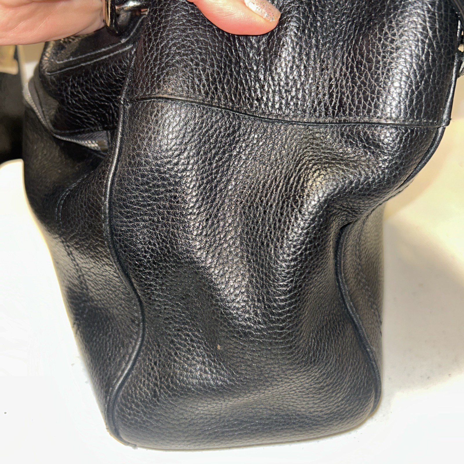 Coach F16531 Penelope Black Pebbled Leather Silver Detail Satchel Handbag