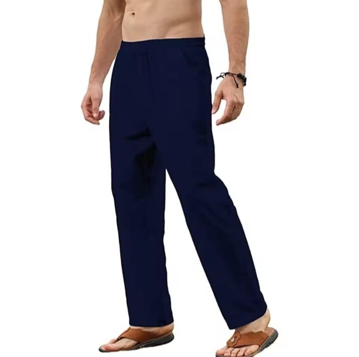 Men’s Cotton Linen Drawstring Pants Casual Loose Fit Joggers Yoga Trousers Solid