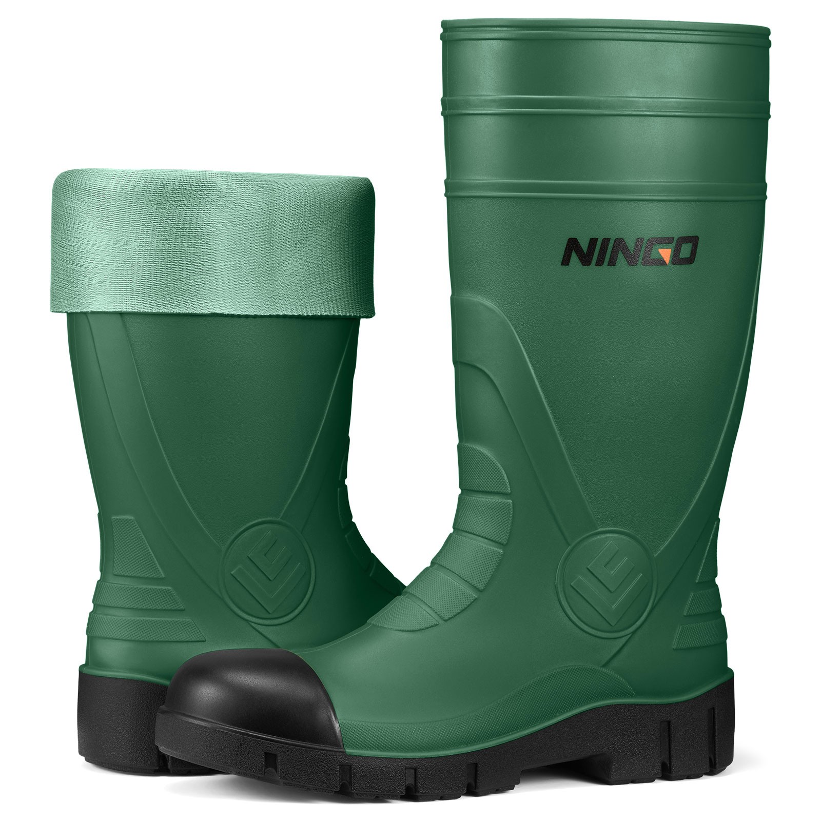 NINGO Men Steel Toe Waterproof Rain Boot Puncture & Slip Resistant Mud Work Boot