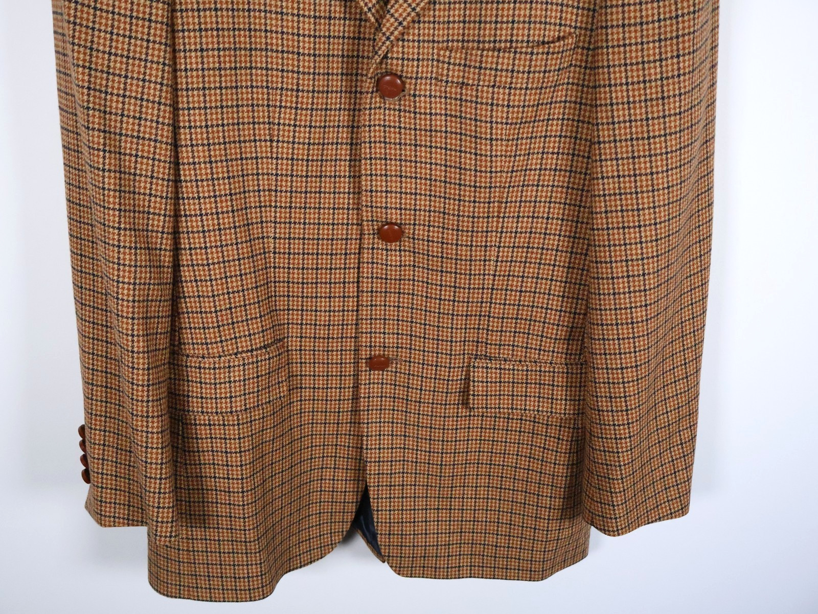 Strellson Cashmere Wool Sport Coat Men’s 40 Brown Houndstooth 3 Button Jacket