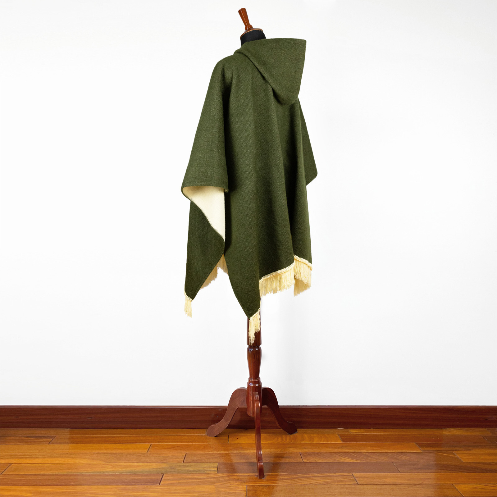 LUXURIOUS ALPACA BLEND PONCHO | HOODED | SOFT&WARM | UNISEX | SOLID OLIVE GREEN