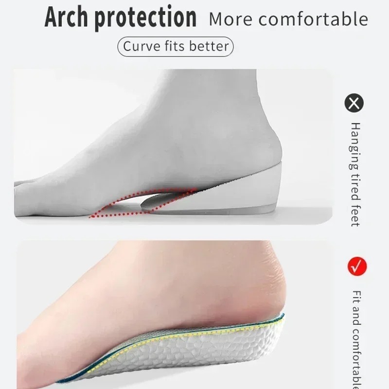 “Height Increase Insoles for Men & Women Arch Support Shoe Pads Orthopedic