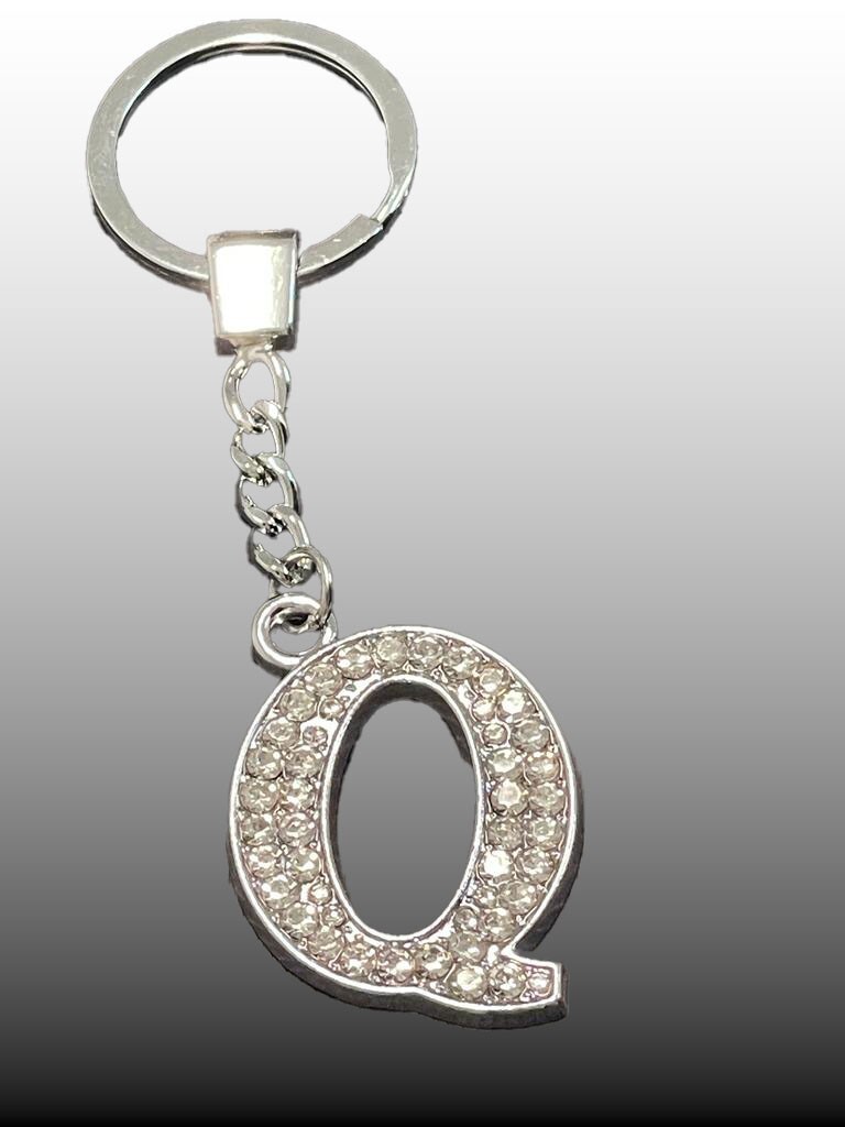 Sparkling Silver Rhinestone Letter Keychain