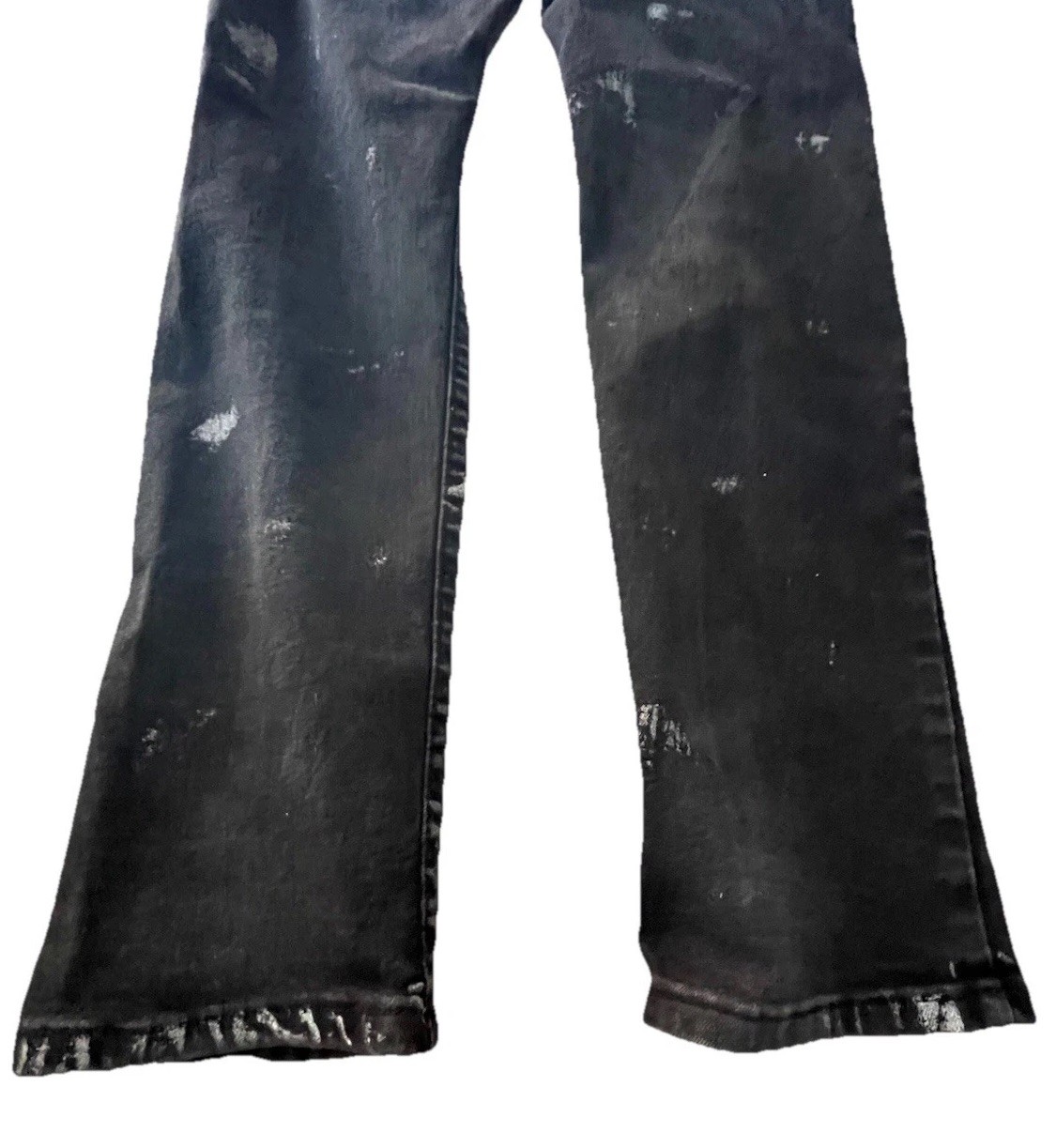 Black Distressed Skinny Jeans Men’s 34 Paint Splatter Streetwear Grunge Punk