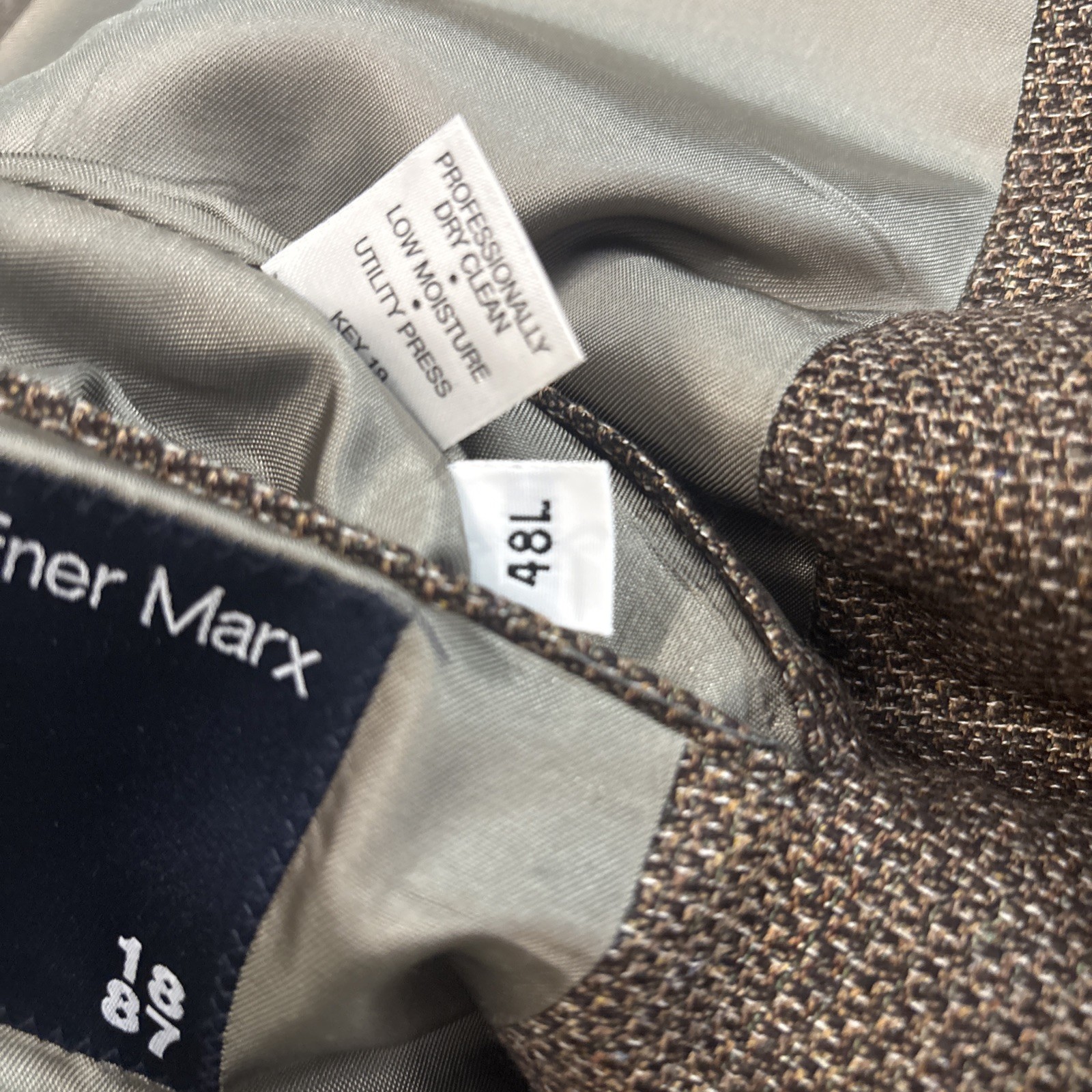 Hart Schaffner Marx Men’s Brown Suit Jacket Size 48L Made In USA