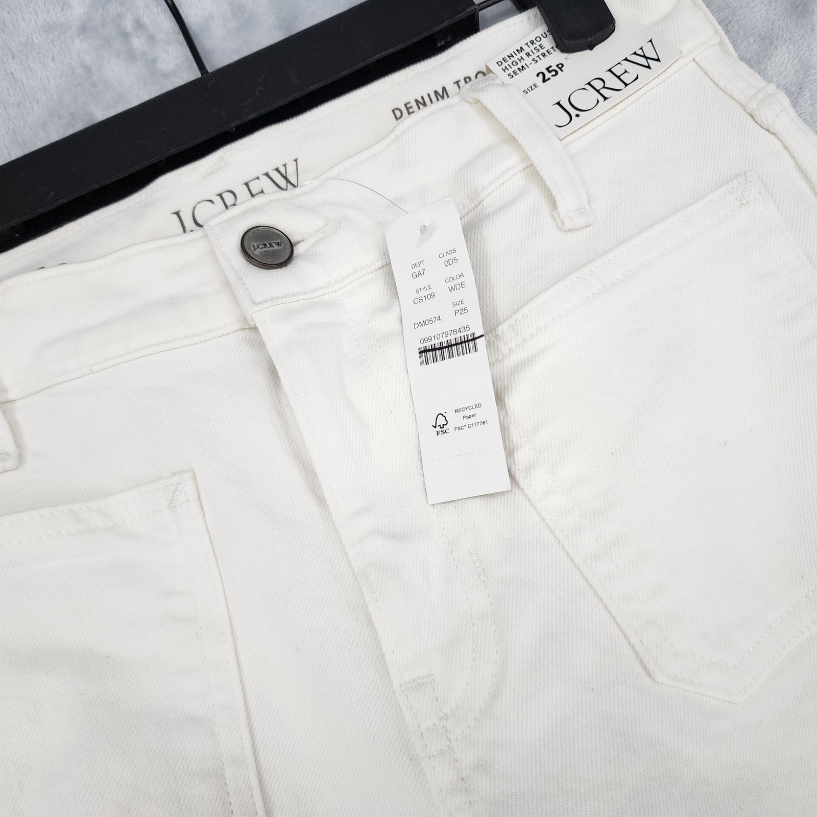 J.Crew Jeans Womens Size 25 Petite White Wide Leg Denim Trouser Patch Pocket 25P