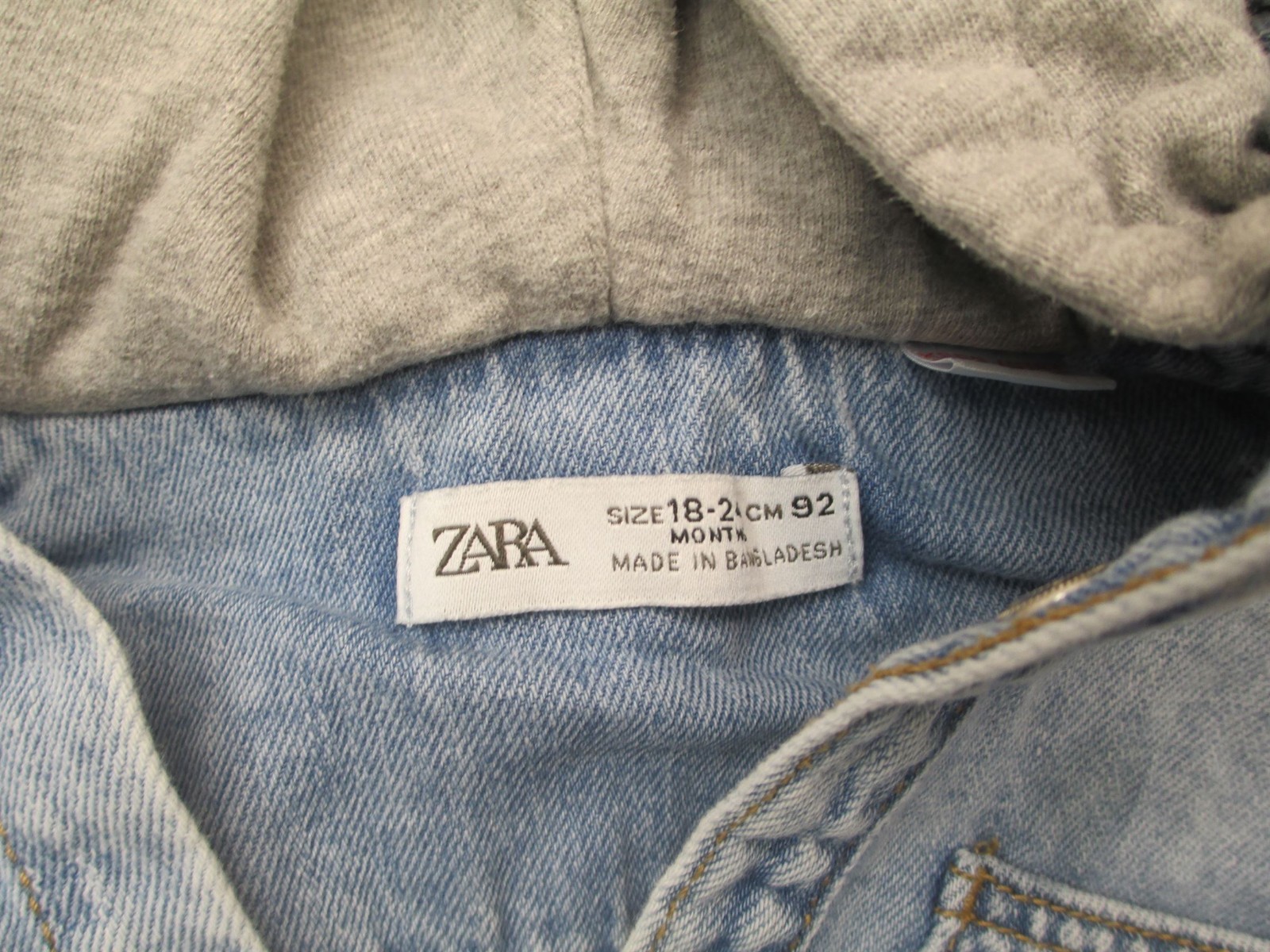 Zara Size 18-24m 82cm Baby Light Blue Hooded Casual Button Up Denim Shirt 561