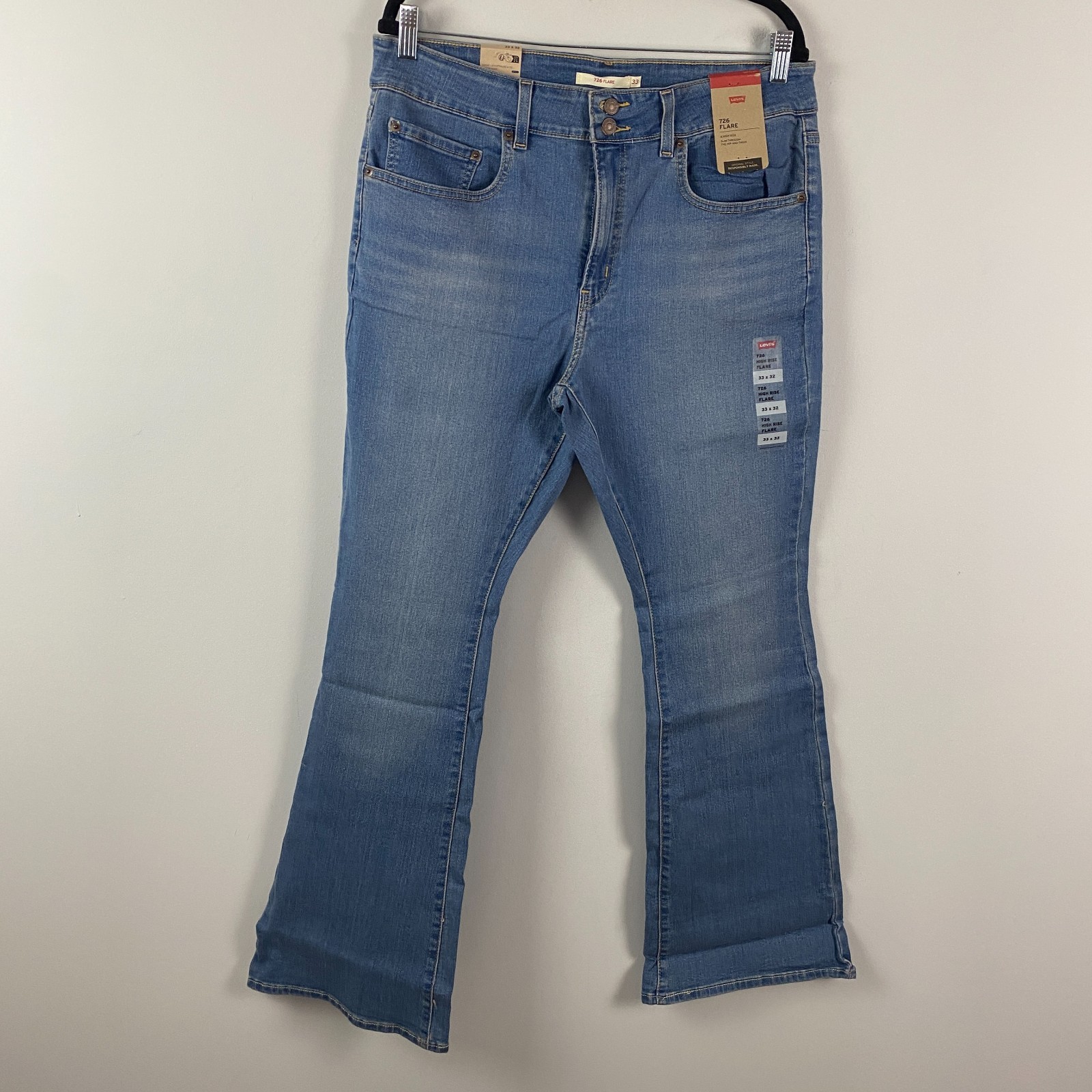 Levi’s 726 Flare Jeans High Rise Womens 33 x 32 Stretch Medium Wash