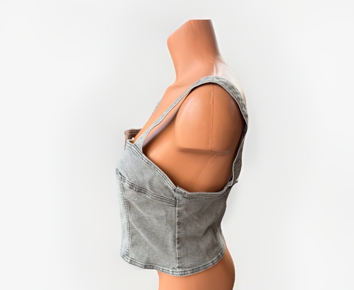 Divided Gray Denim Top Size M Zip Cropped