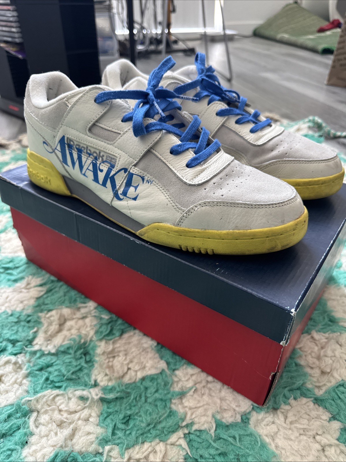 Awake NY x Reebok Workout Plus “Sandtrap / Blue” Size 12.5