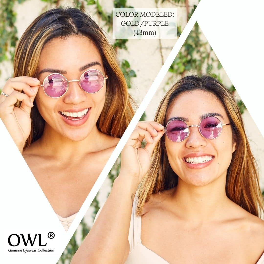 OWL Round Sunglasses 10 Pack Retro Vintage Hippie Style 43mm Mirror Lens
