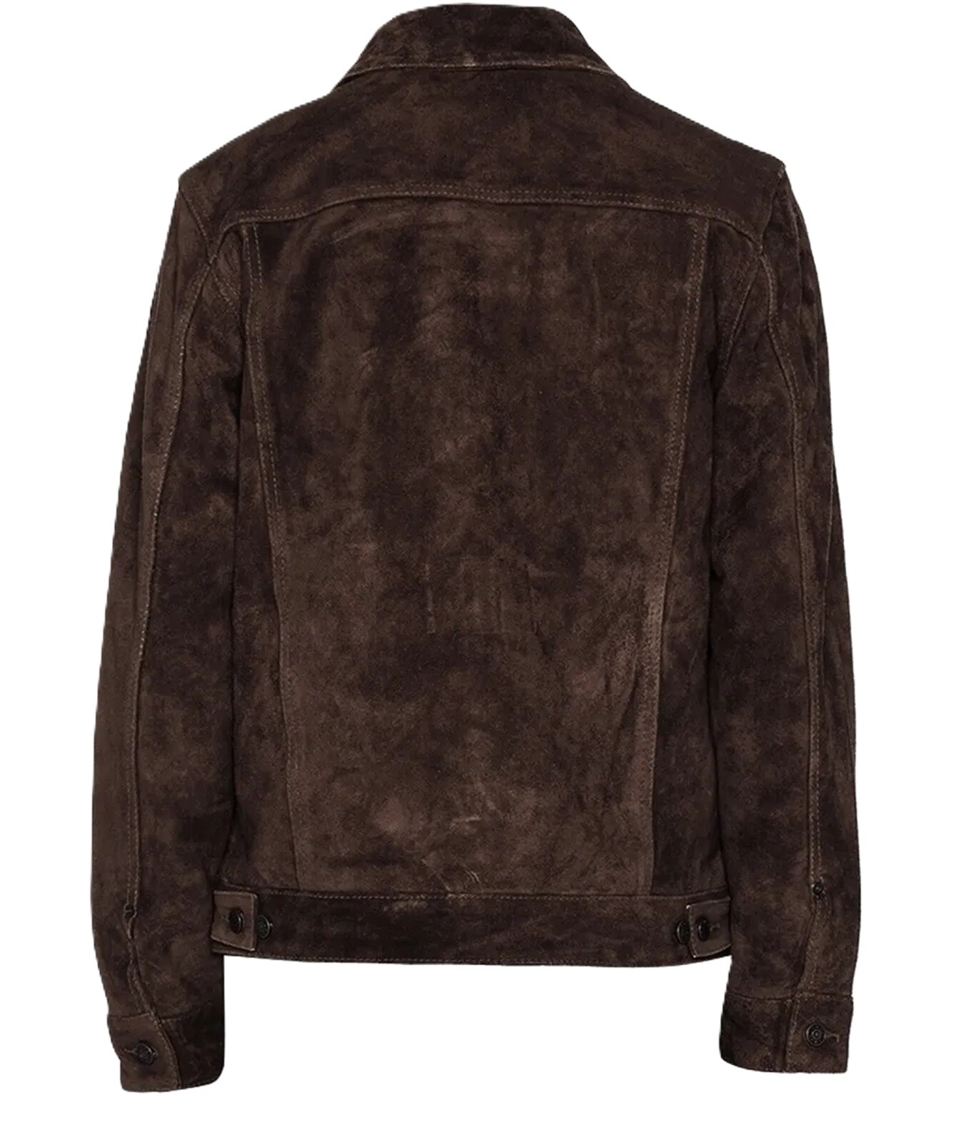 Men’s Real Suede Leather Dark Brown Trucker Jacket Denim Style Classic Jacket