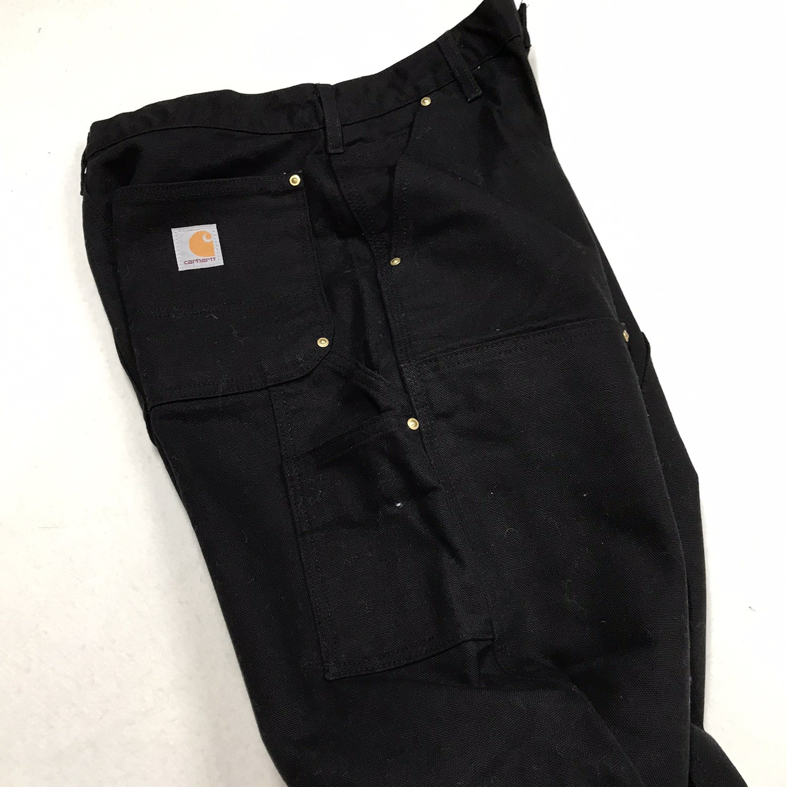 CARHARTT B01 Double Knee Work Jeans Men 28×32 (altered 31/32 tag) Black Loose