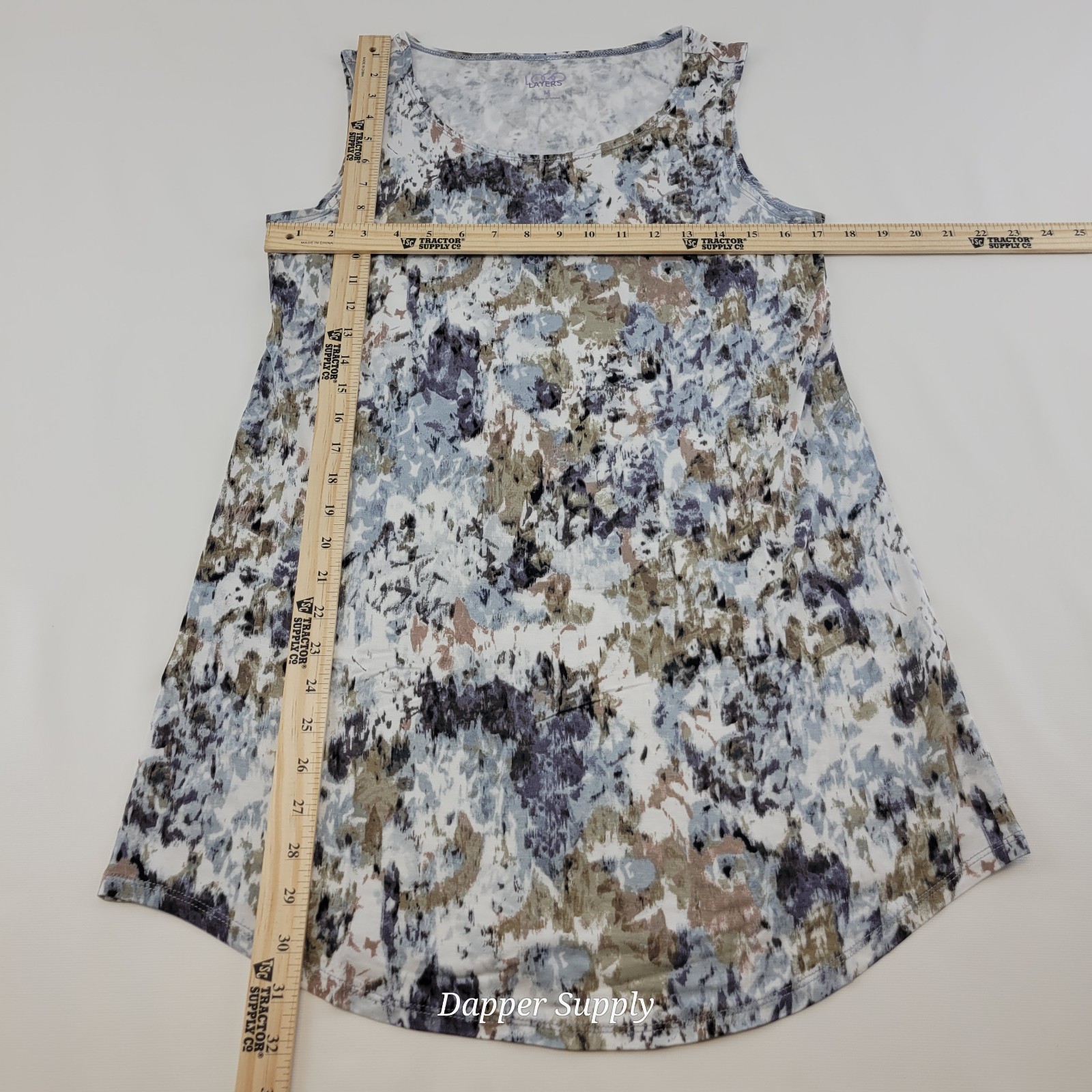 LOGO Layers A262465 Blue Multi Print Tank Tunic Top Size M