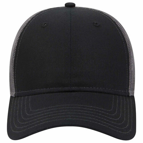 12 Black/Black/Charcoal Trucker Hat 6 Panel Low Profile Mesh Back Hat 83-1239