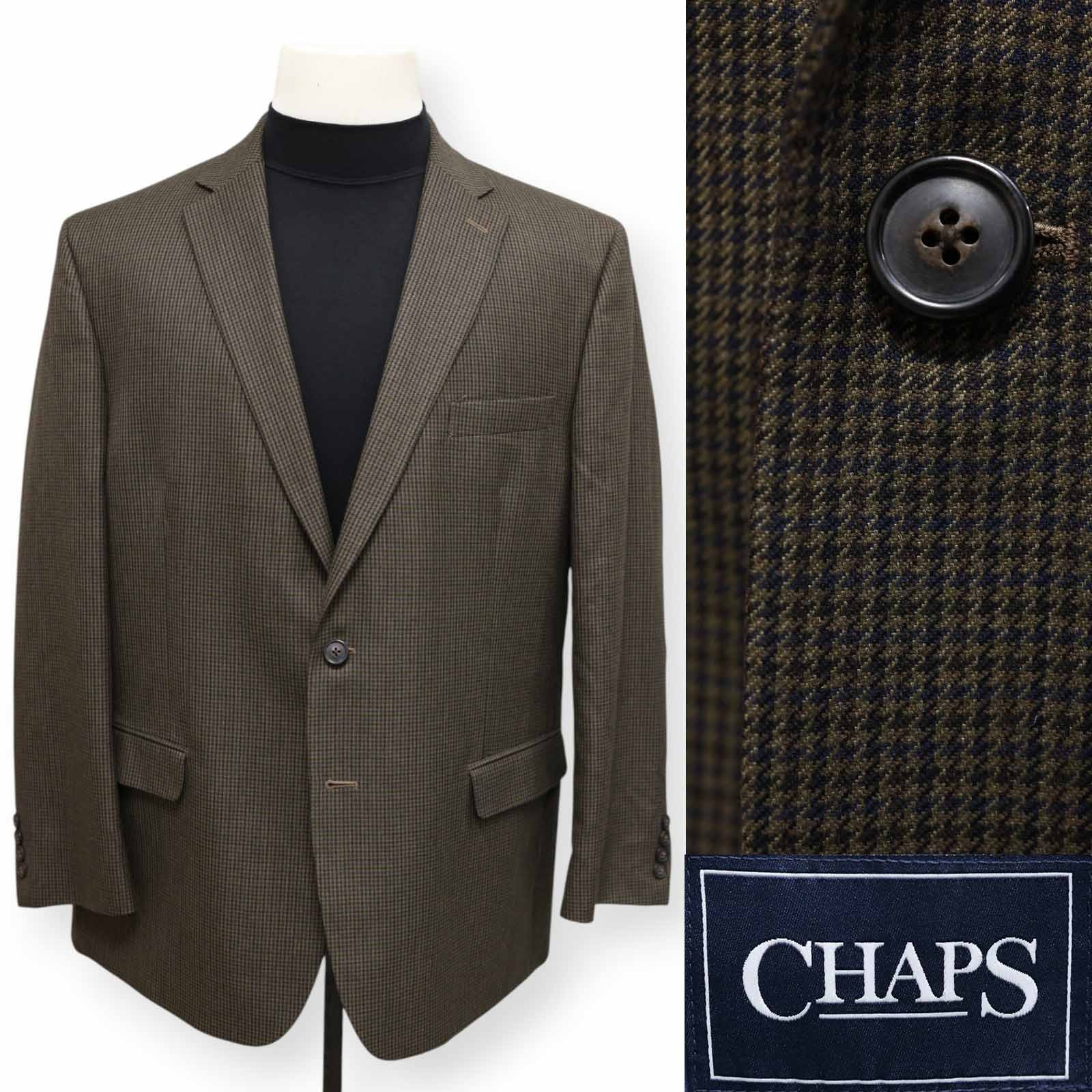 CHAPS mens brown multicolor HOUNDSTOOTH sport coat suit jacket blazer 46 R