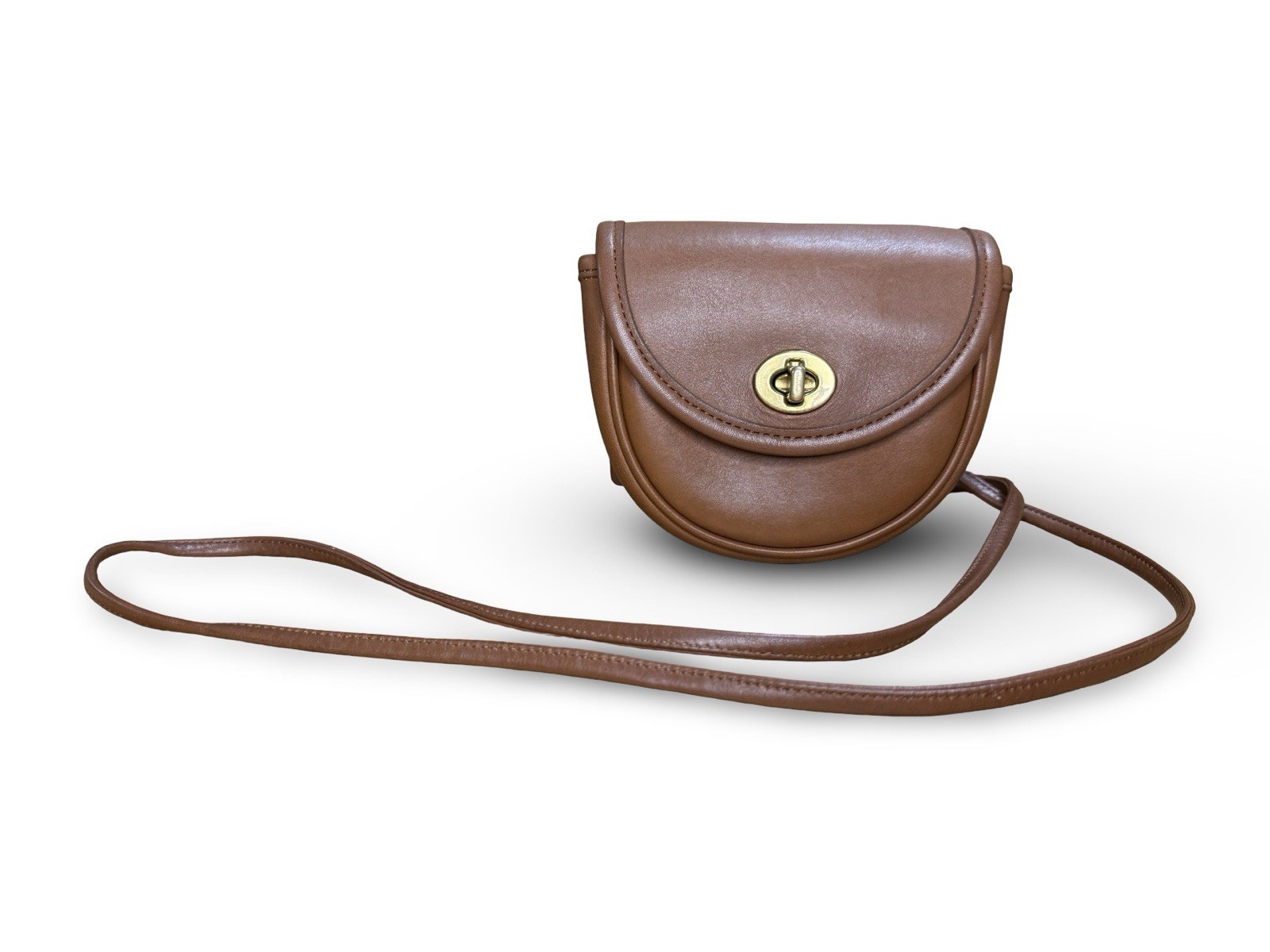 Coach 9826 Tan Leather Crossbody Belt pouch Saddle Bag with Gold Hardware