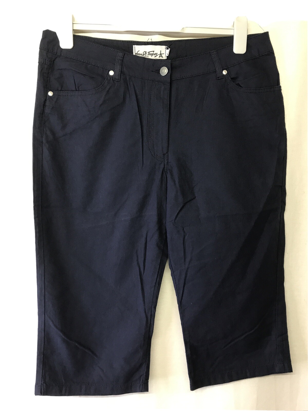 Dean St. Troper France Women’s Capris, Navy Blue Cotton Pants Size Varies New !!