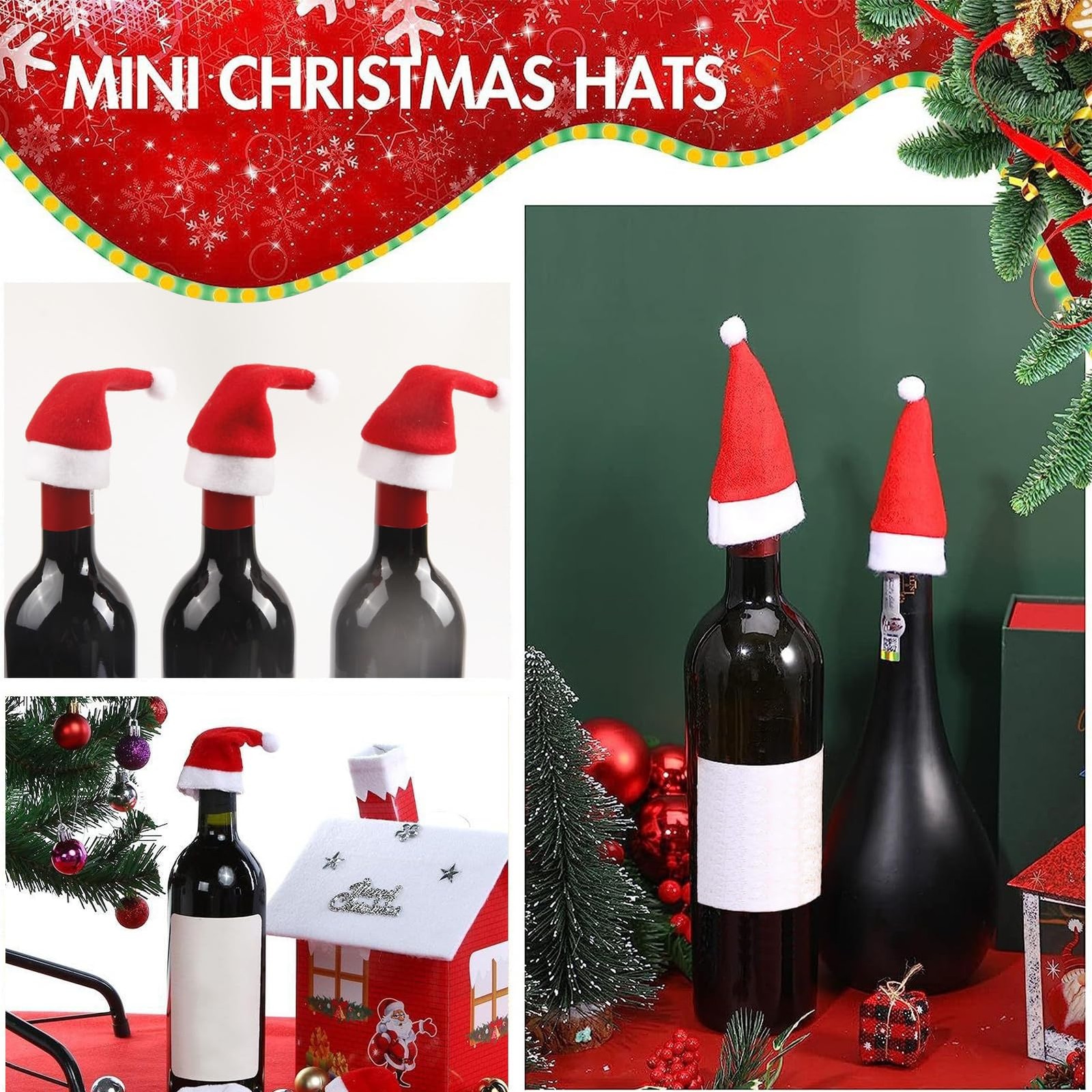 30PCS Santa Hats For Crafts Mini Christmas Hat 2.2×4.7 Inch Party Decor