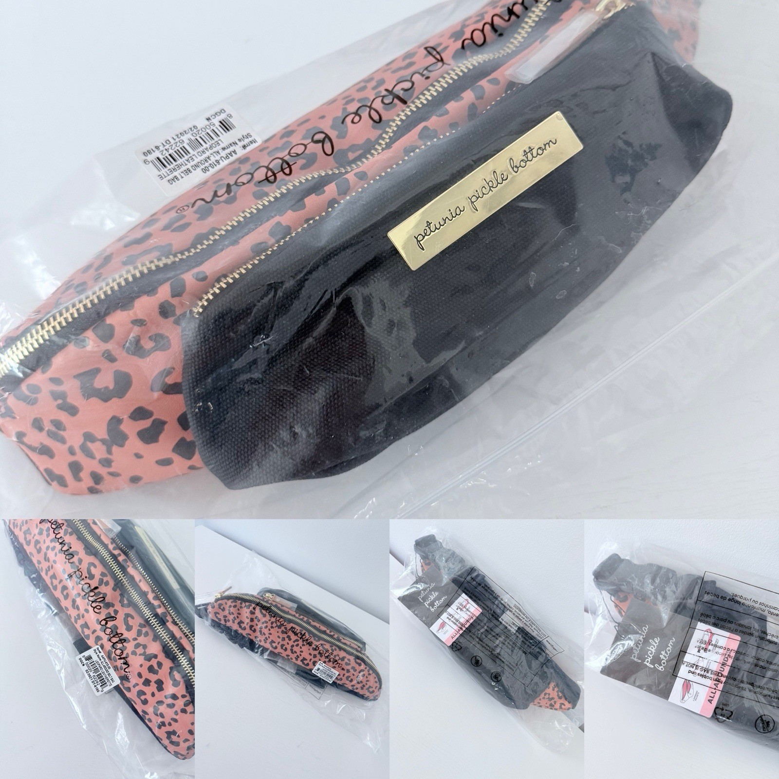 Petunia Pickle Bottom All Around Belt Bag Leopard Print Black/Gold NWT