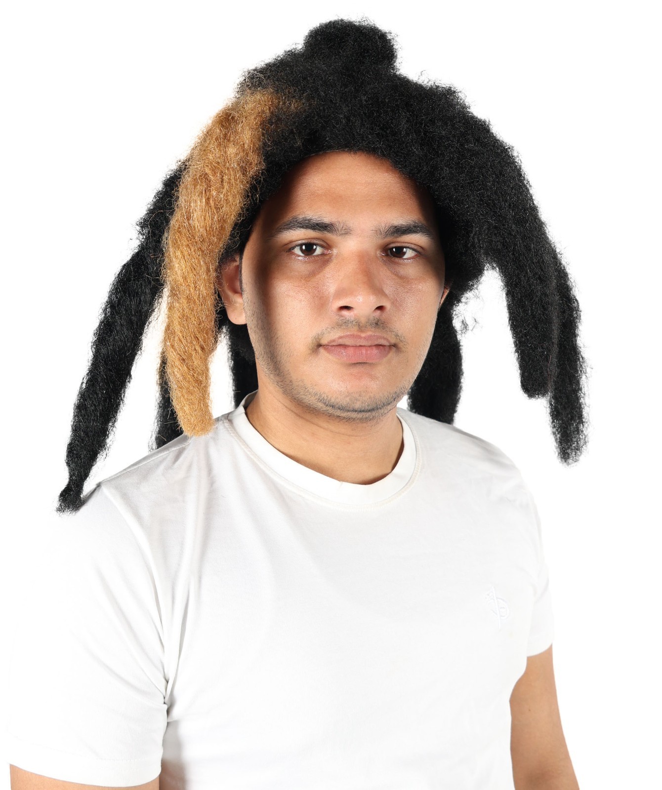 Unisex Shoulder-Length Black & Brown Dreadlock Wig, Flame-retardant Synthetic
