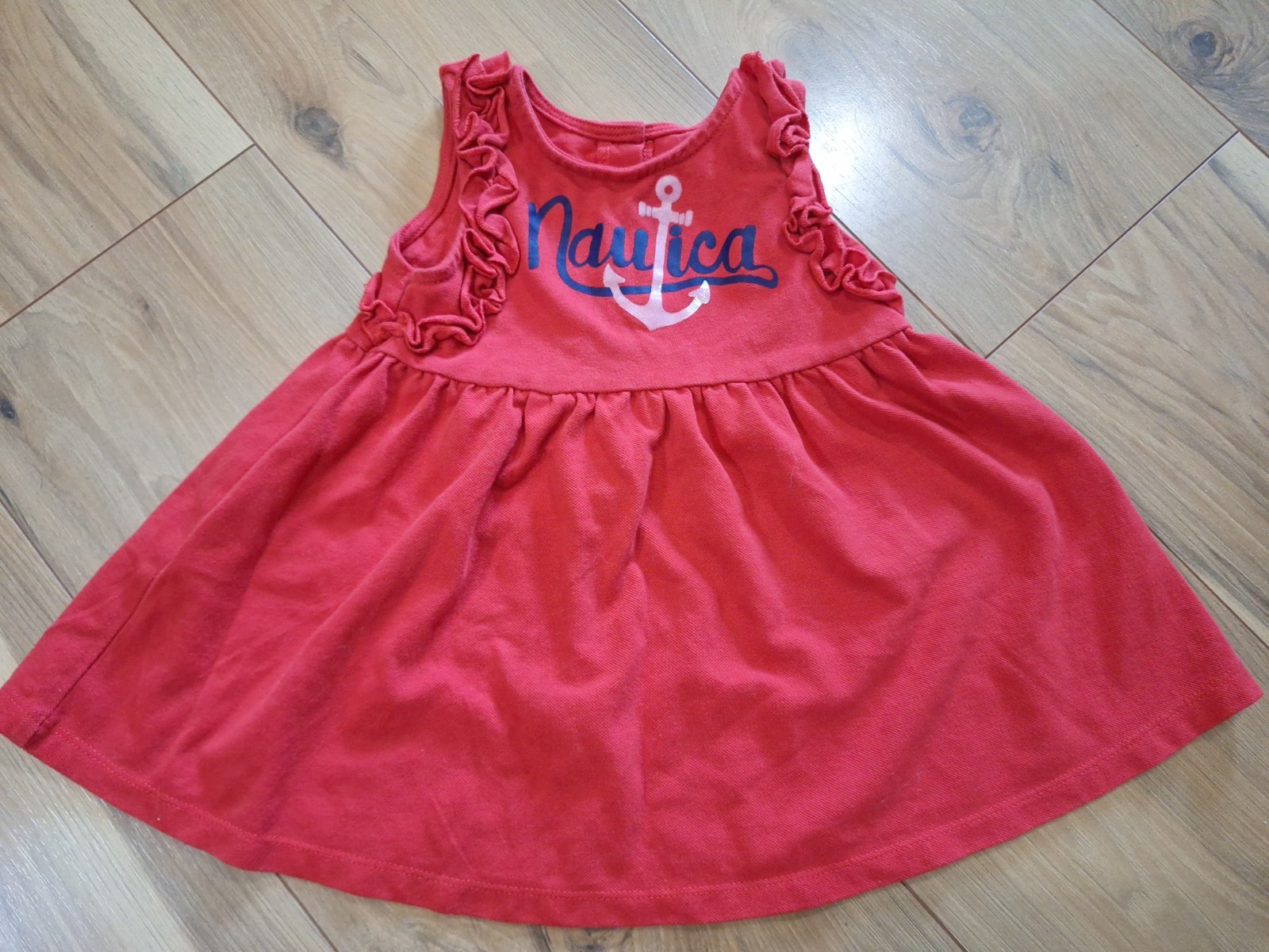 Nautica Girl’s Sleeveless Ruffled Size 4T Red Dress Cotton/Polyester Blend
