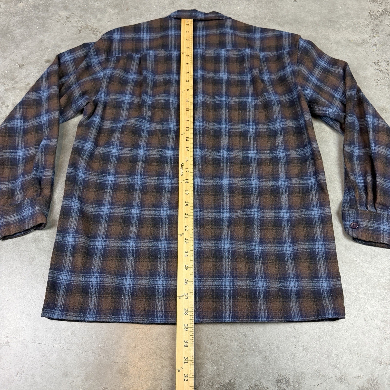 Pendleton Flannel Shirt Mens Medium Blue Board Shirt Wool USA Preowned