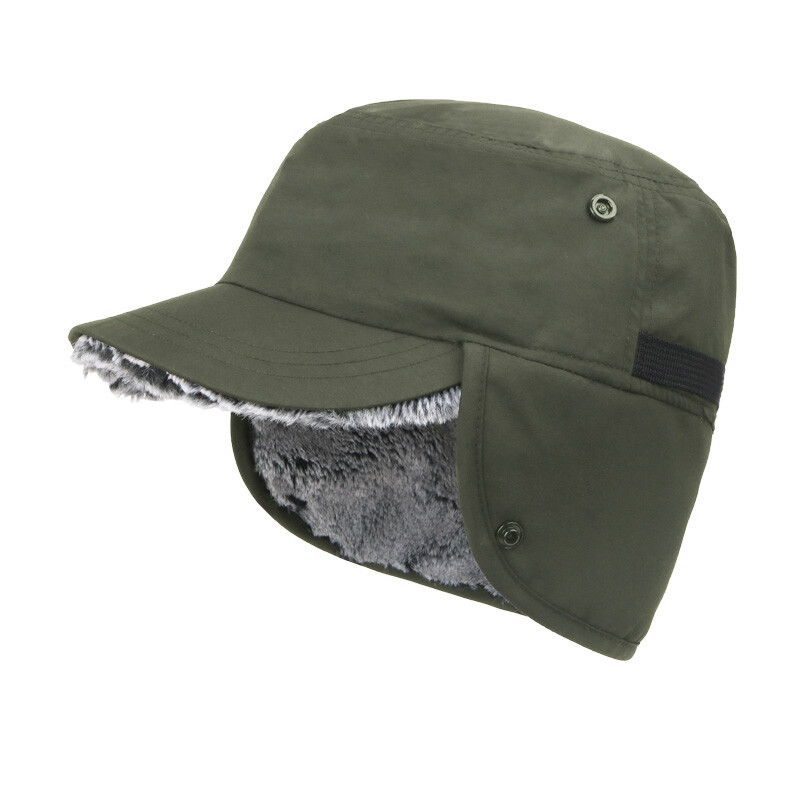 Men’s Winter Hat with Visor Warm Earflaps Hat Fully Lined Faux Fur Hunting Hats