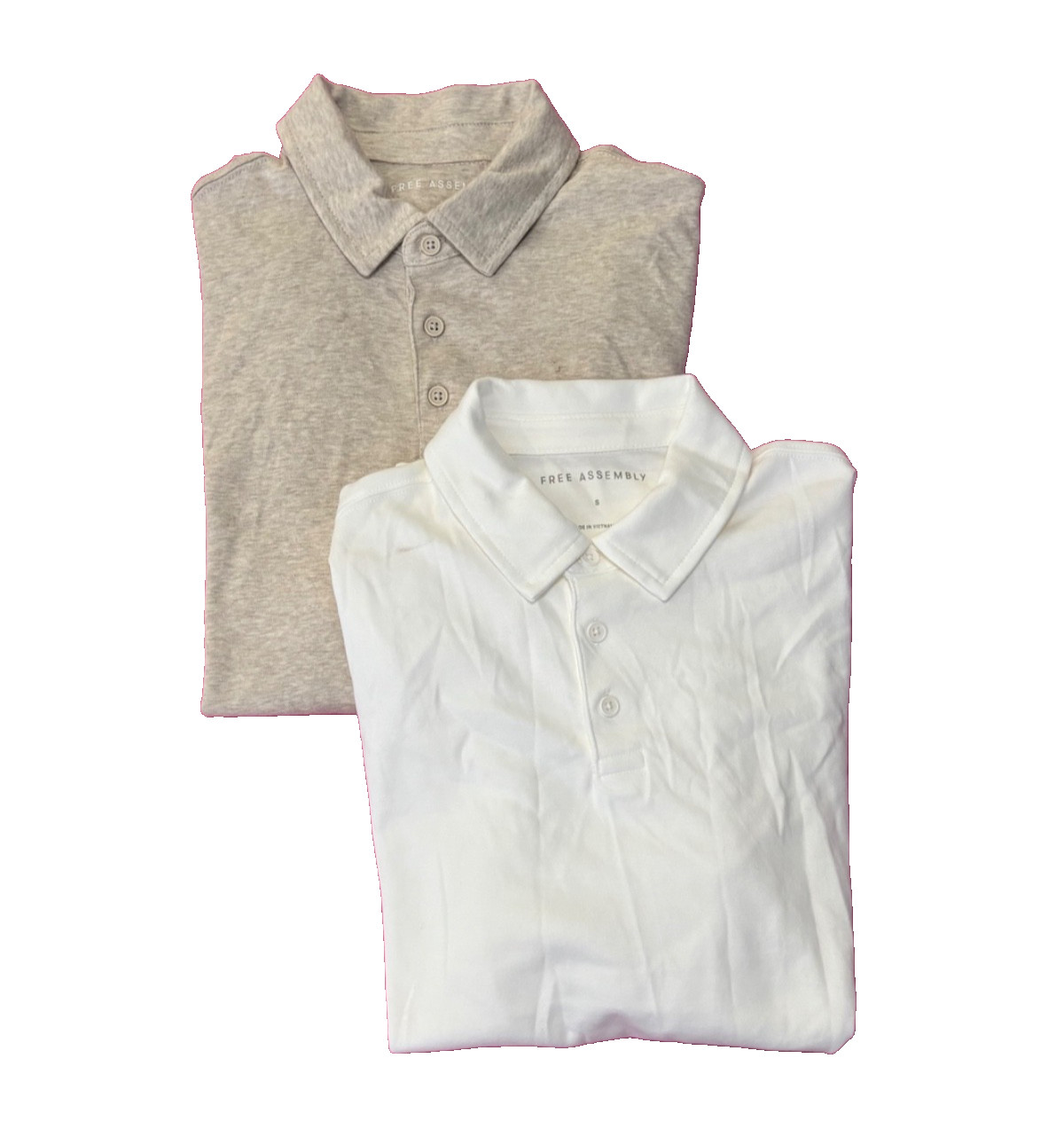 Free Assembly Cotton Luxe Everyday Polo Tan Heather Cream Men Small Lot of 2 NWT
