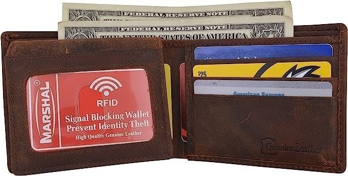 CAZORO Personalized Wallets Name Initials Men’s Vintage Leather RFID Blocking…