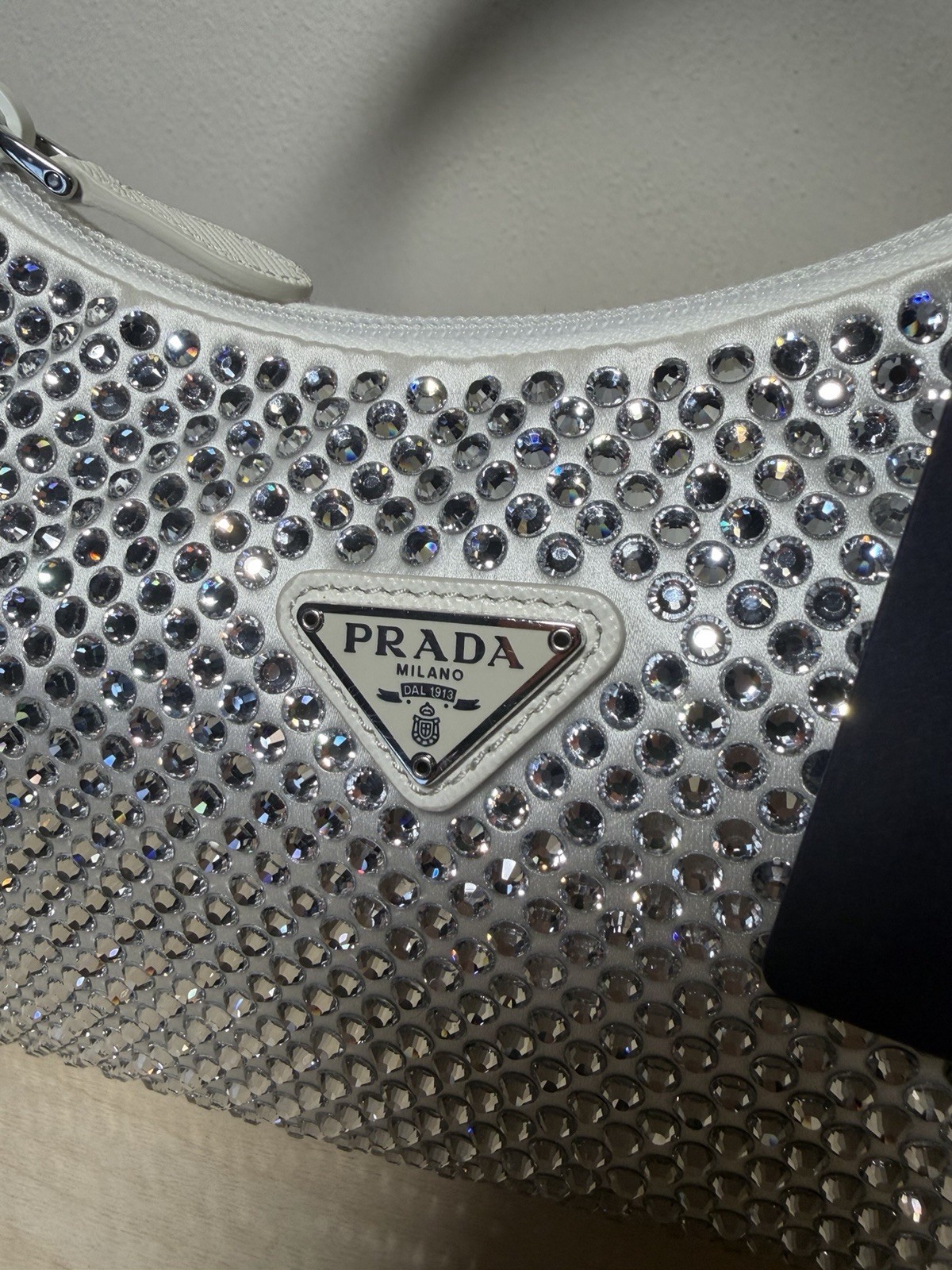 Prada Re-Edition 2000 bag Crystal Satin White NEW – FULL SET With certificate