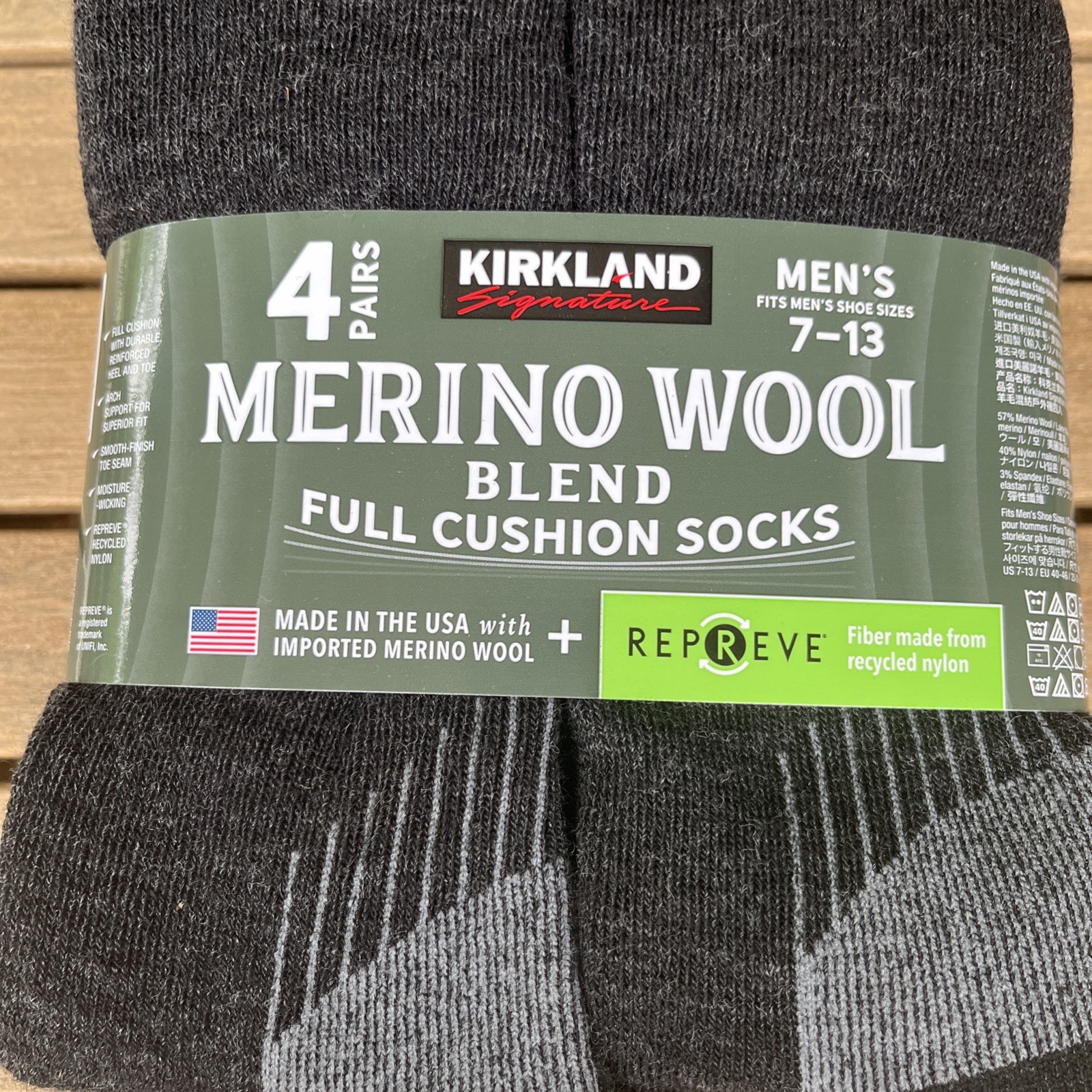 Men’s Kirkland Merino Wool Sock, 4 Pair