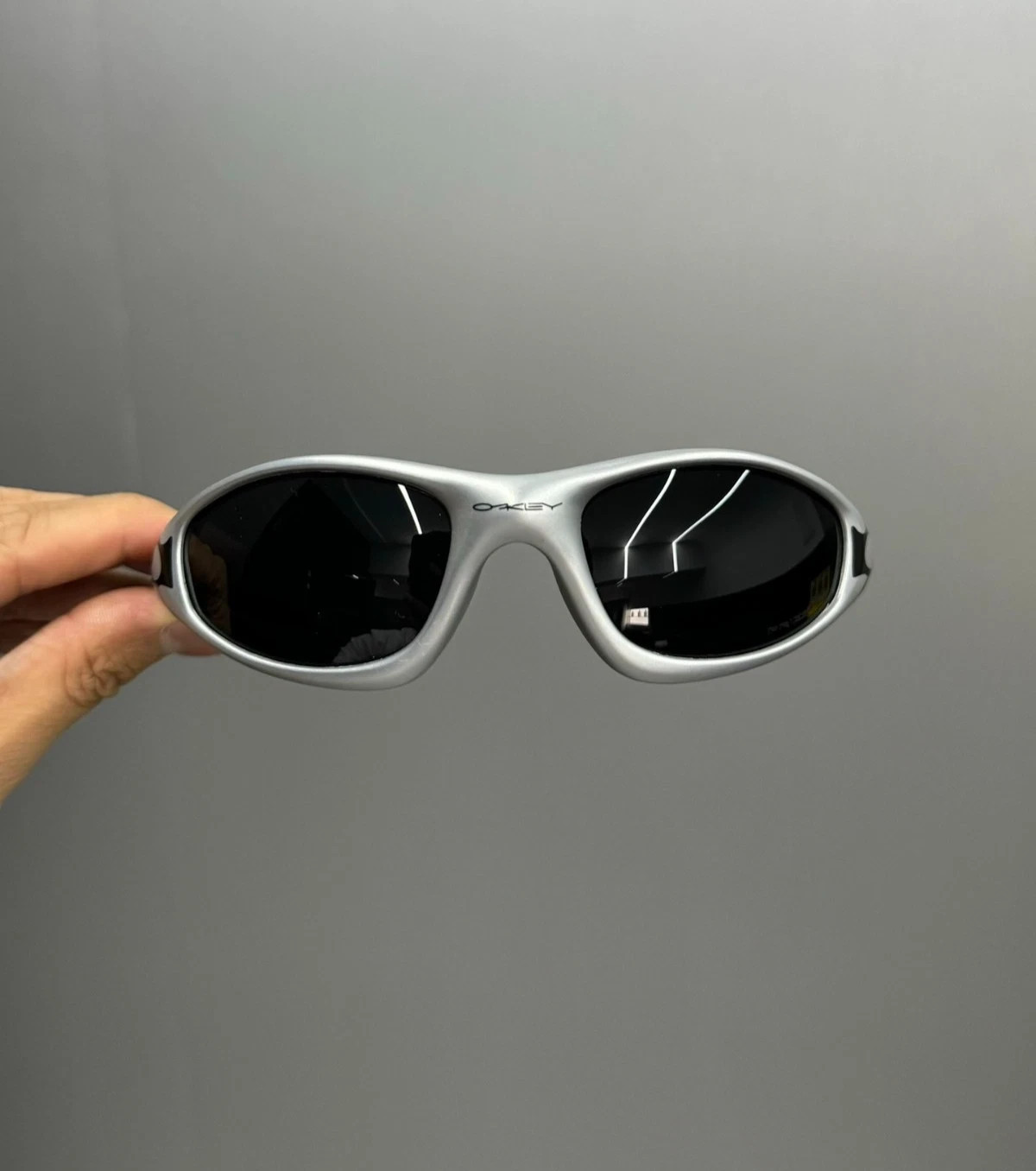 Vintage 90s Oakley Straight Jacket 99 Muzm 9505 Silver Frames Black Lenses