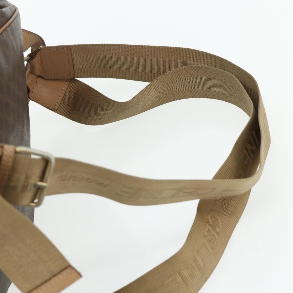 CELINE Macadam Canvas Backpack PVC Leather Brown Gold Auth fm5320