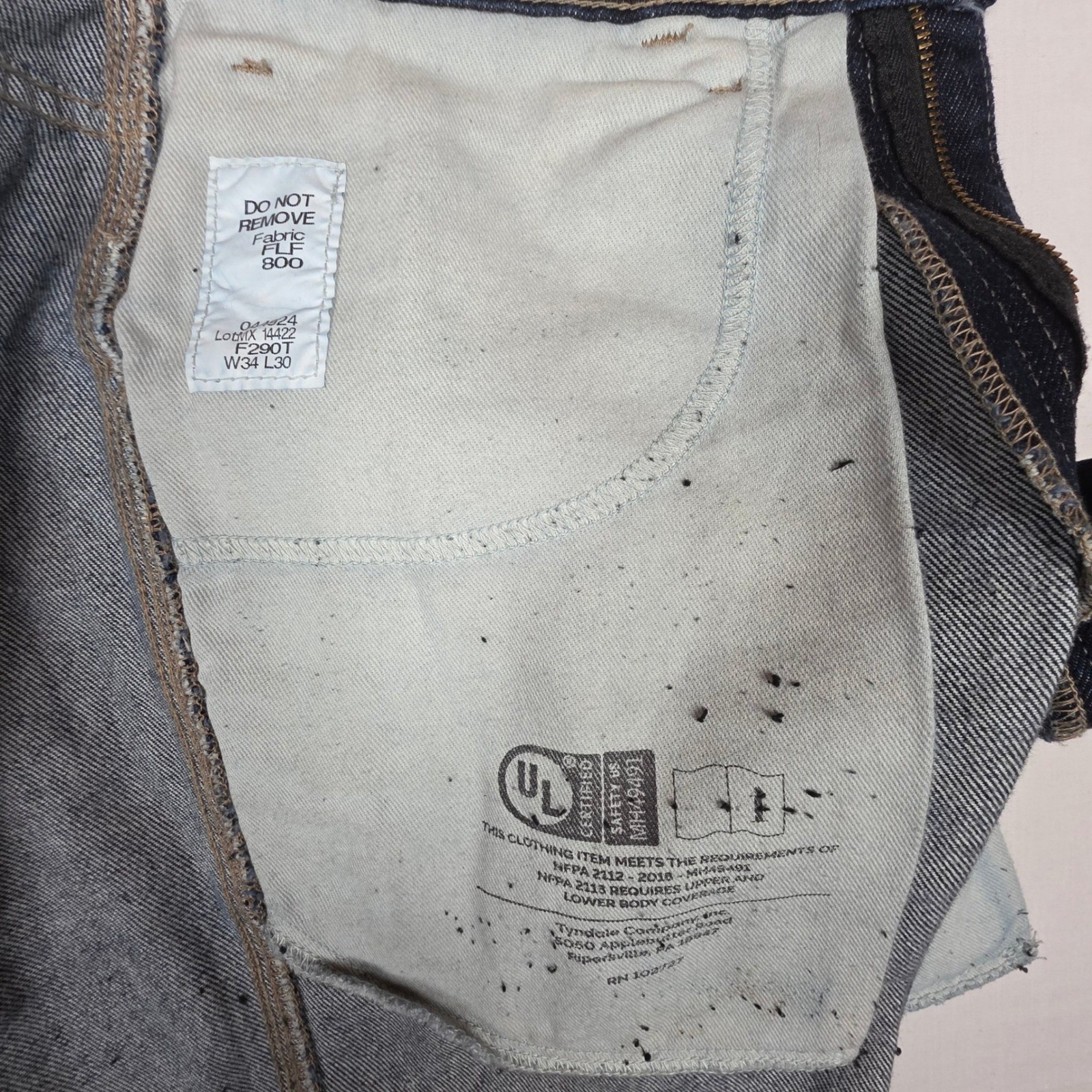 Tyndale FRMC F290T Flame Resistant Workwear Jeans Mens 34×30 Dark Wash Denim