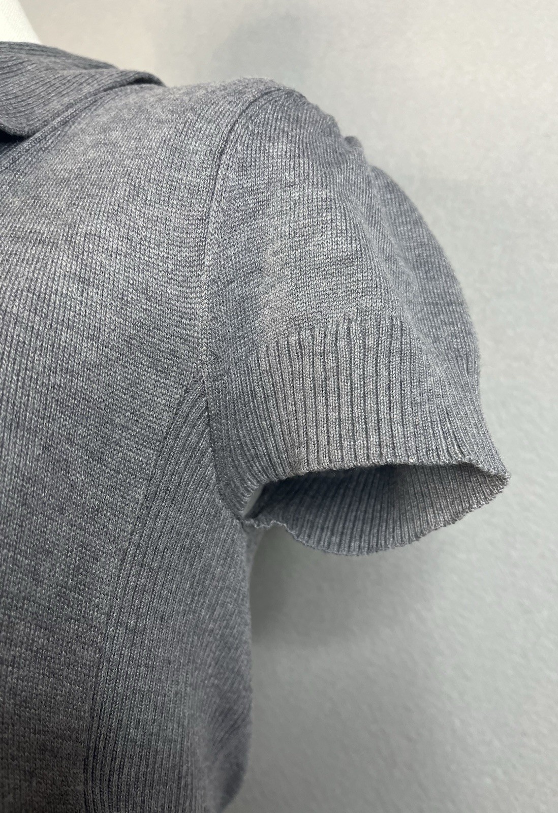Takeout Size S Gray Turtleneck Short Sleeve Ruched Sides Knit Sweater Shirt Y2K