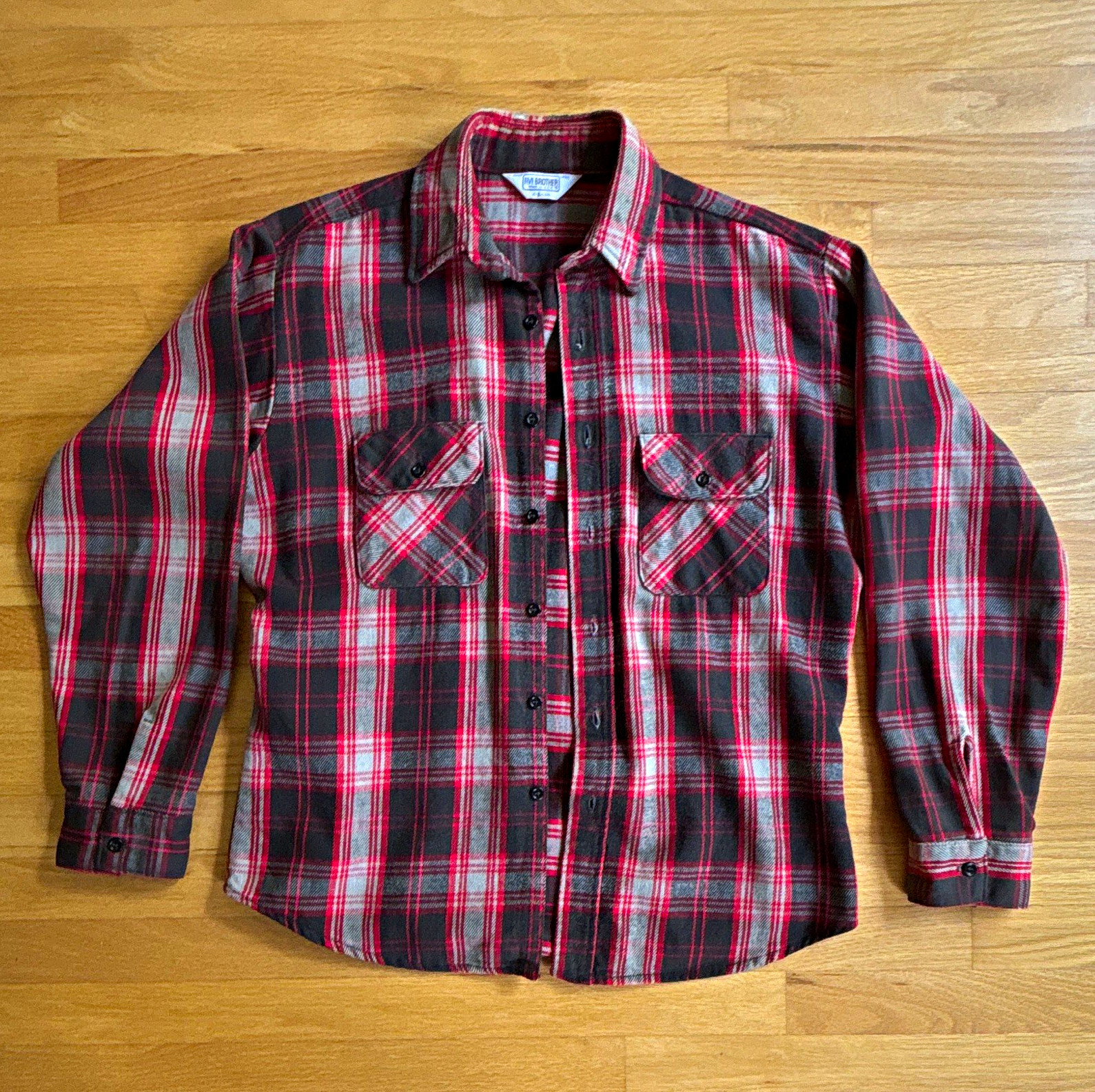Five Brother Men’s Flannel Plaid Long Sleeve Button-Up Shirt Pockets 16-L