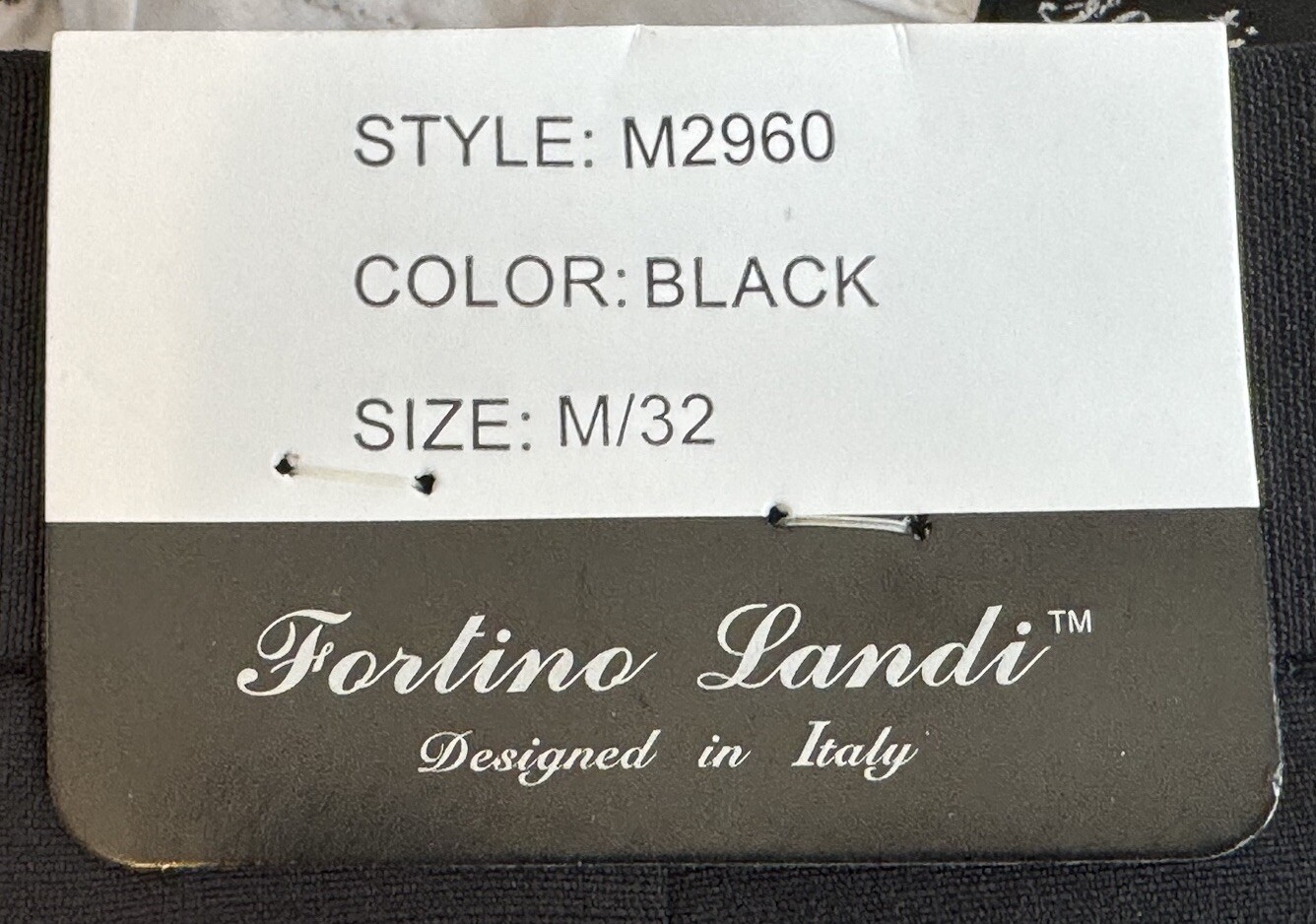 Fortino Landi Italian Dress Pants Black Men’s Size 32” x 36” Polyester New Tags
