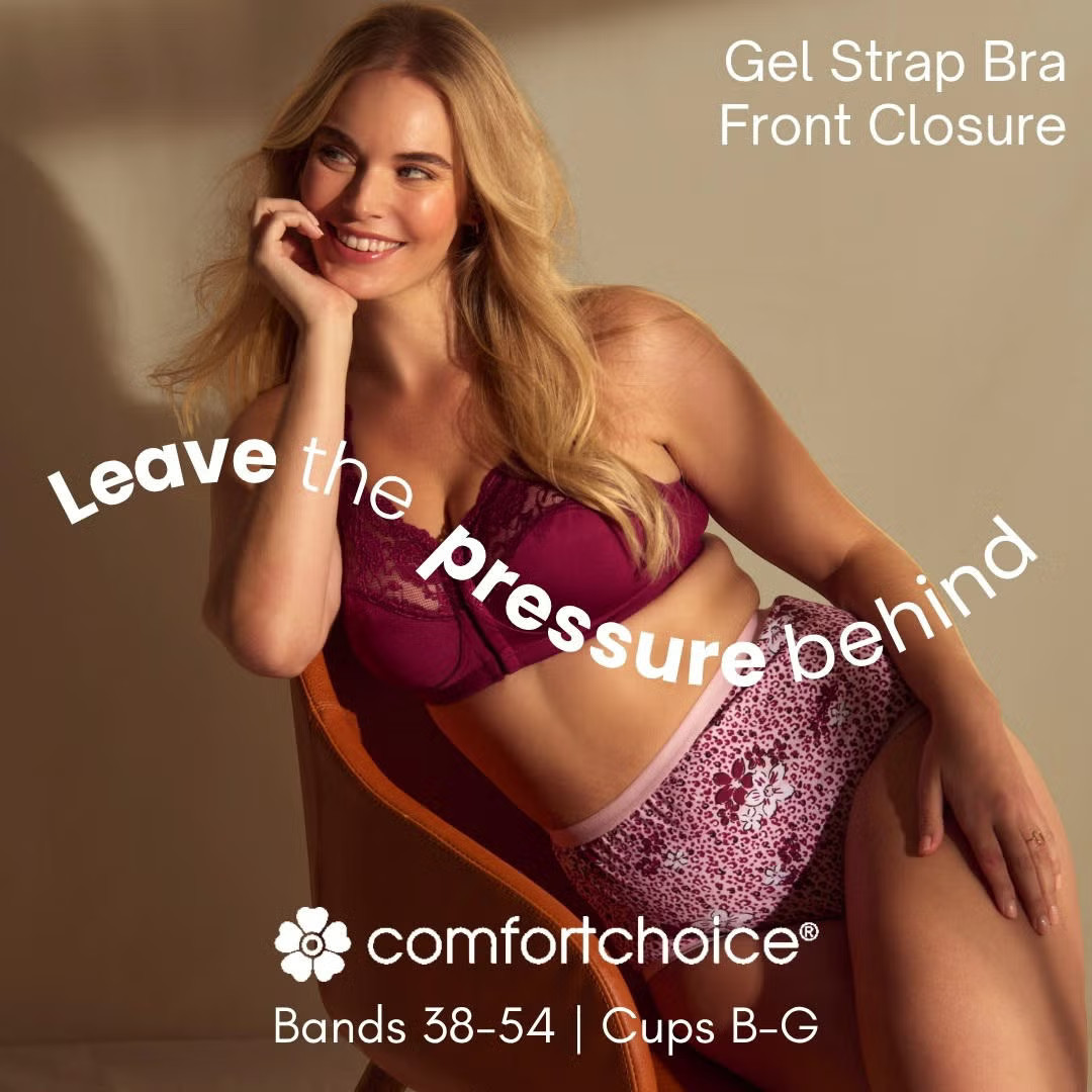Comfort Choice Women’s Plus Size Front Close Wireless Gel Strap Bra