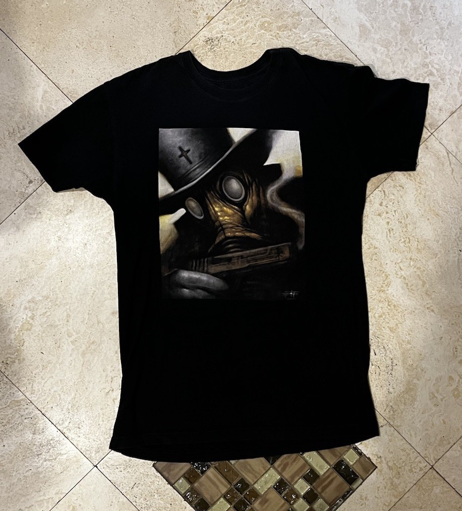 2010 RARE Hurley “Black Magick” artwork by Chet Zar Crew Neck Knit T-Shirt L