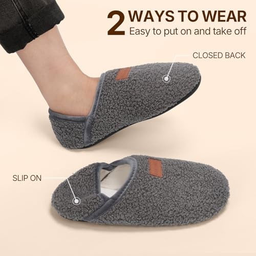 Womens Slipper Socks Indoor Bedroom Travel 9.5-10 Women/8-8.5 Men Grey