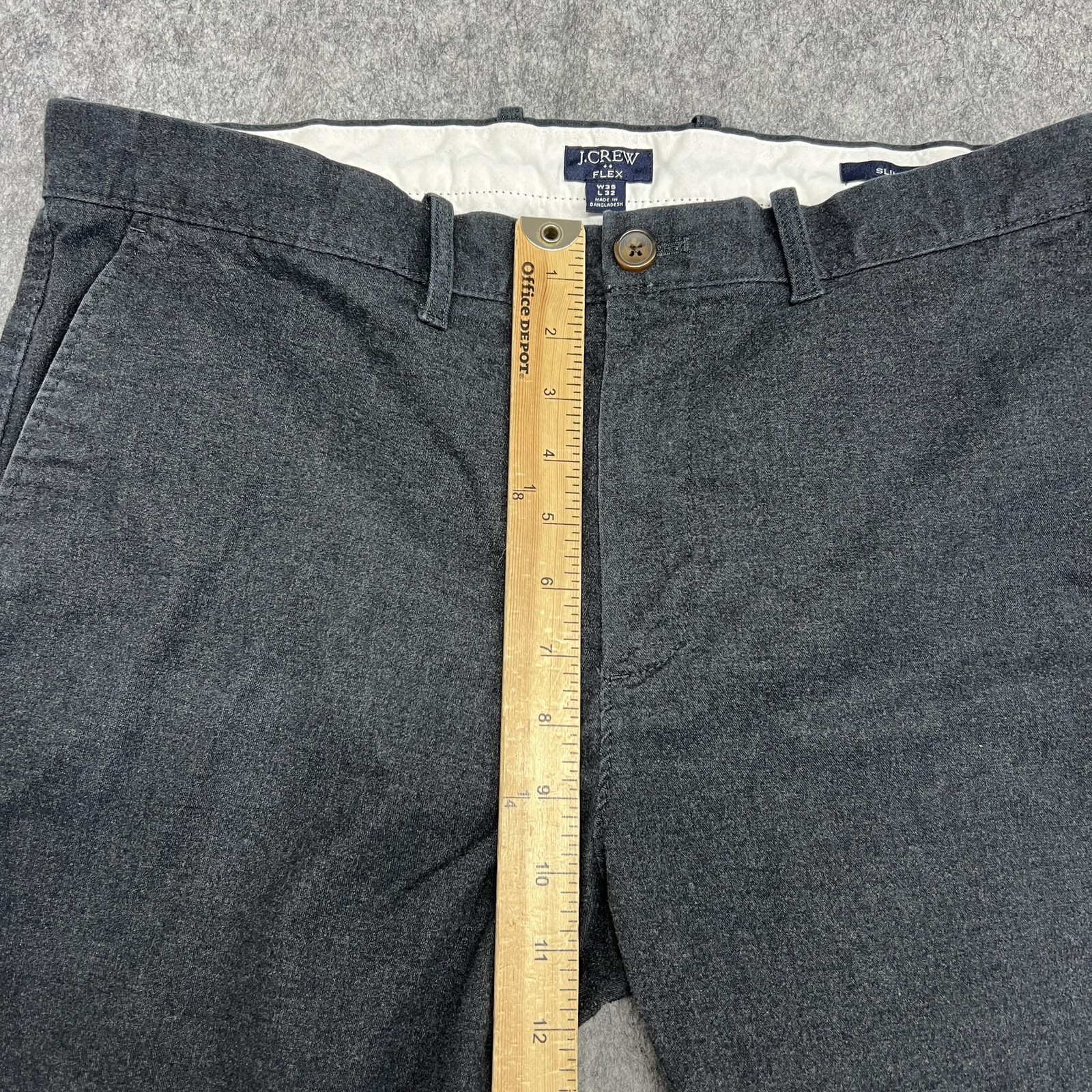 J Crew Bowery Pants Mens 35×32 Gray Slim Flex Chino Stretch Dress Trousers Work
