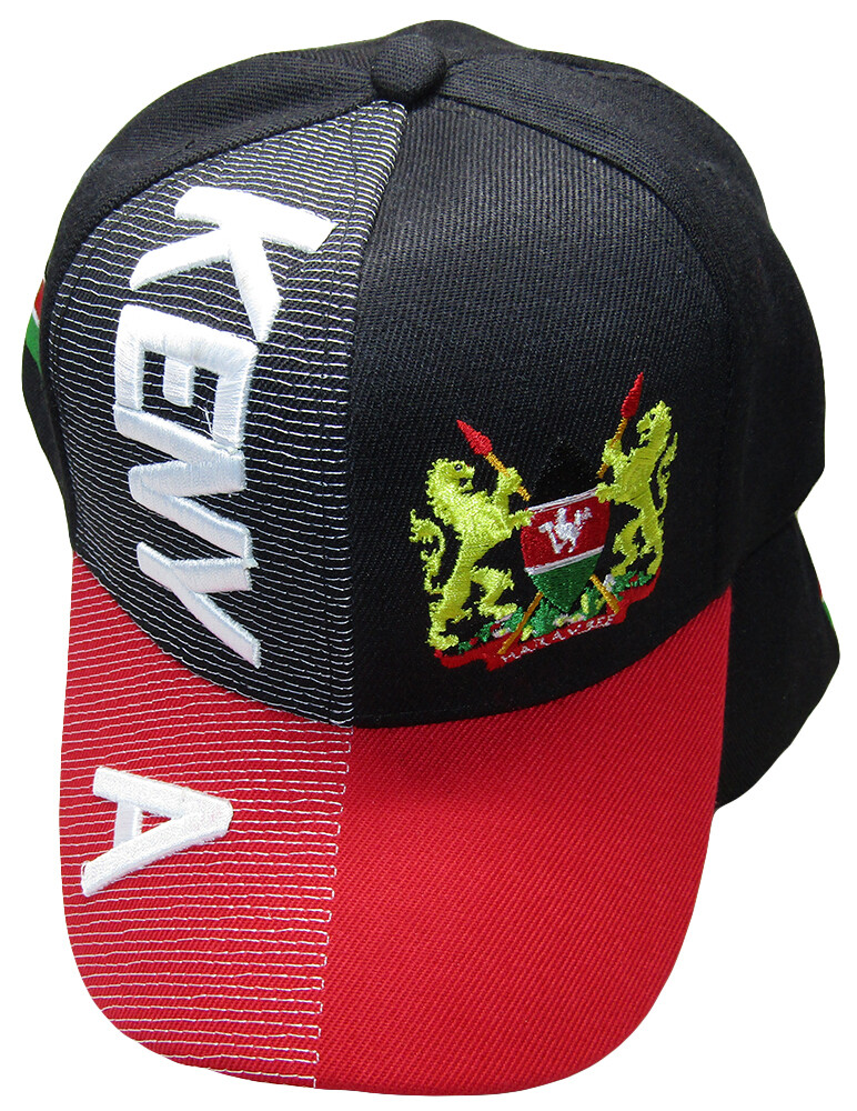 Kenya Country Black Red White Letter Crest Patch On Side Embroidered Hat Cap