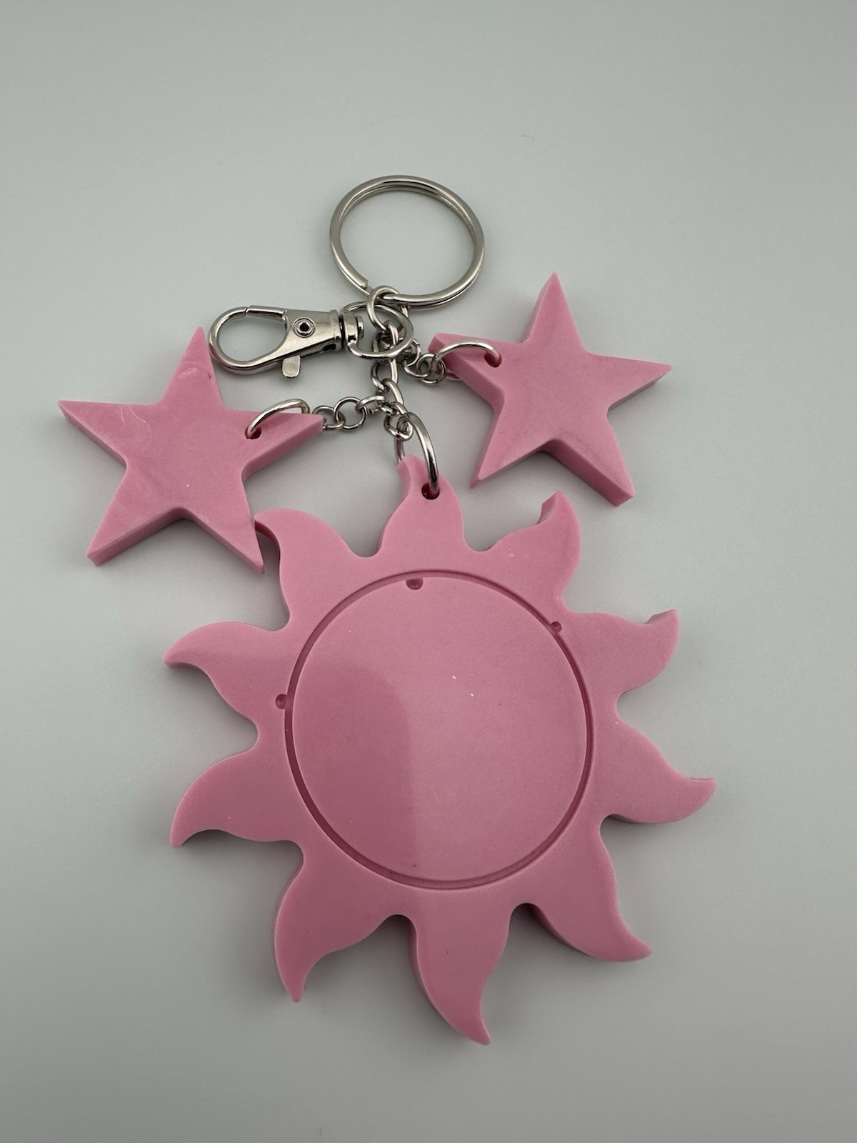 Handmade Pink Epoxy Resin Sun & Star Keychain Cute Kawaii Bag Charm Gift
