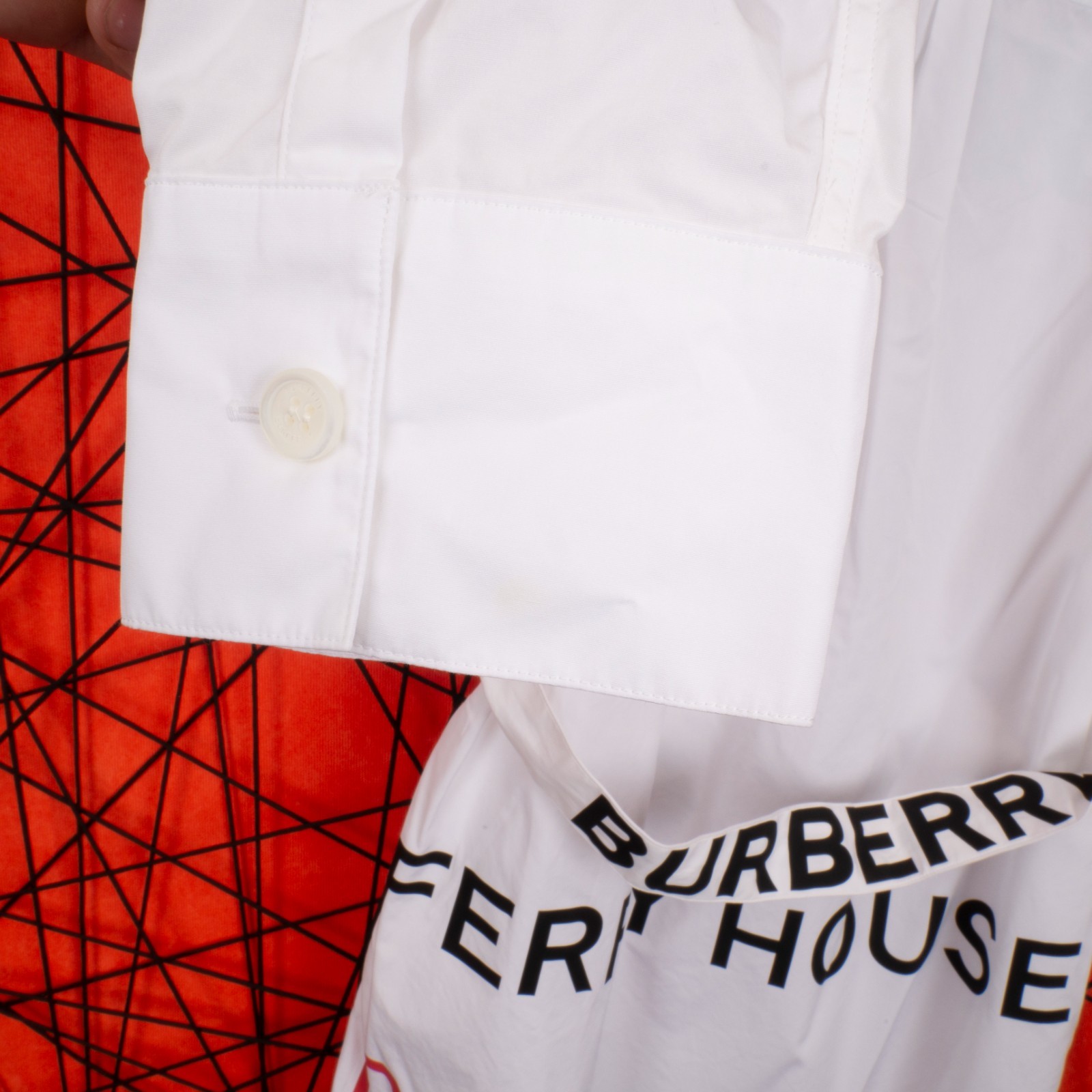 BURBERRY Horseferry Print Cotton Shirt Dress White Belted Logo UK 8 US 6 IT 40