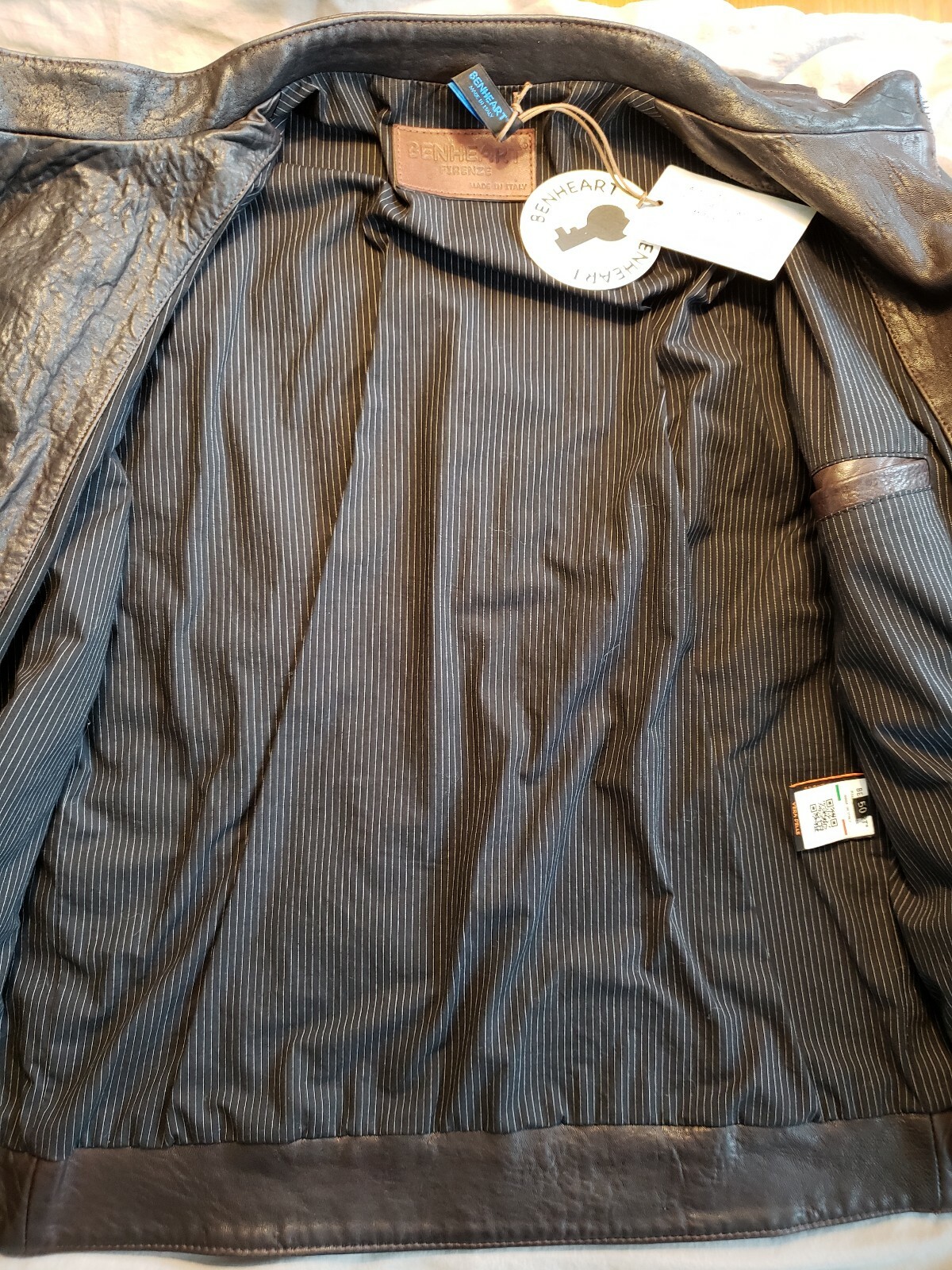 Benheart Pino Nuova Zelanda Lambskin Cafe Racer Leather Jacket Sz. M/L US40 EU50