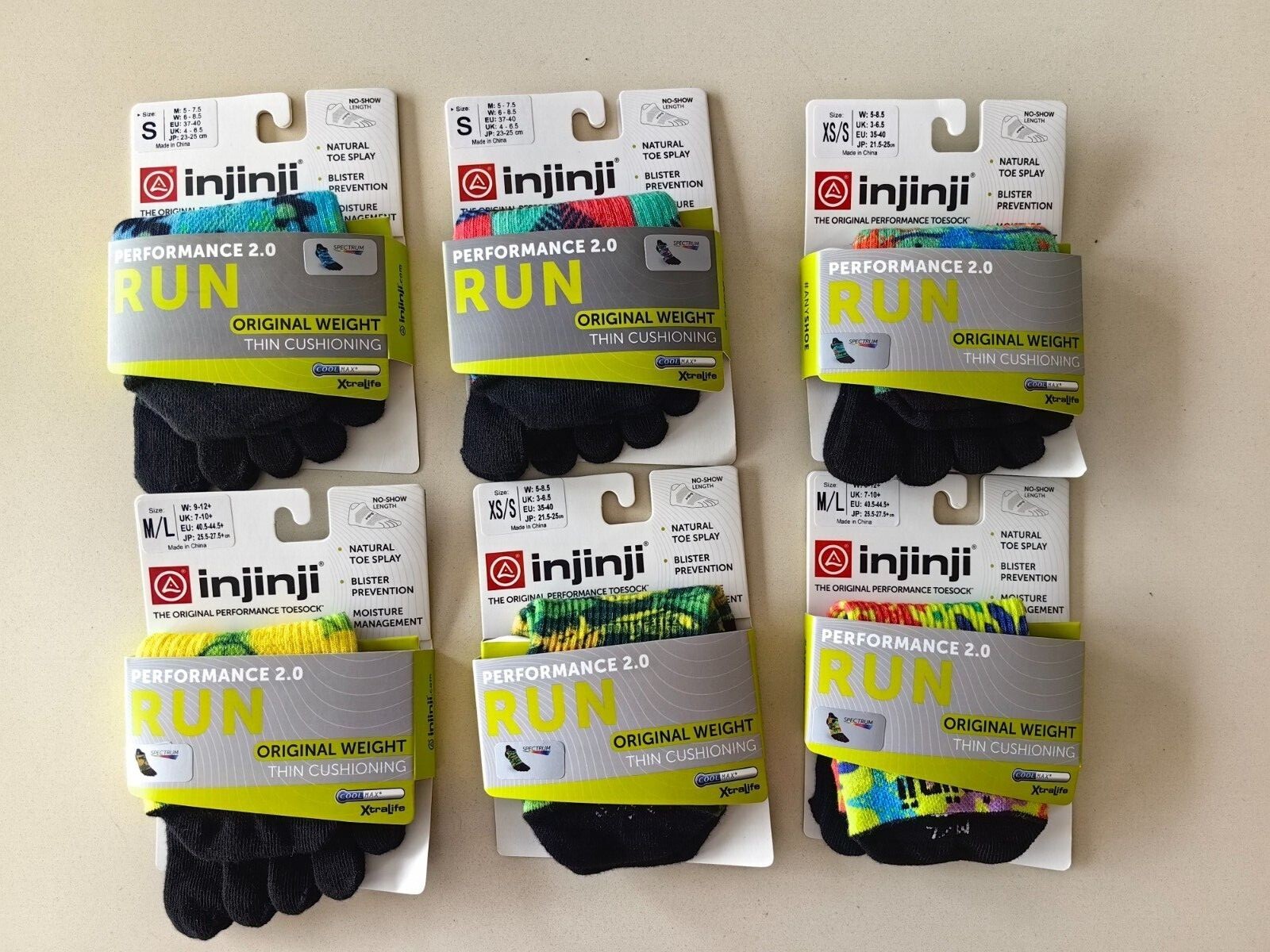 2024 1 Pack Injinji Run Ultra light Original Thin No Show Toe Socks size XS-L