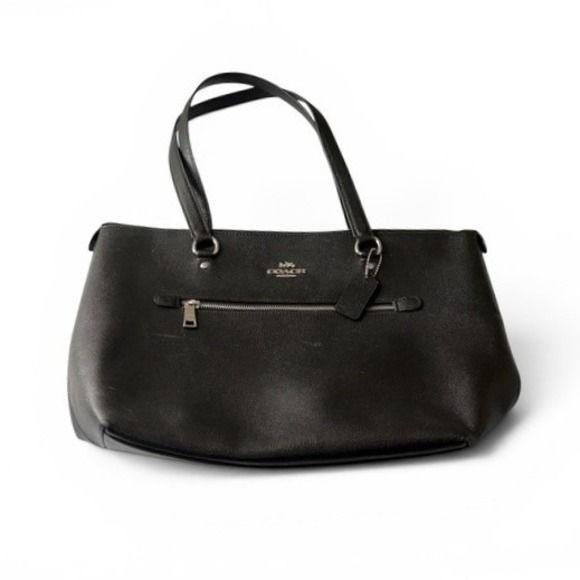Coach Gallery Tote Large Black Womens Crossgrain Leather F79608 Excellent